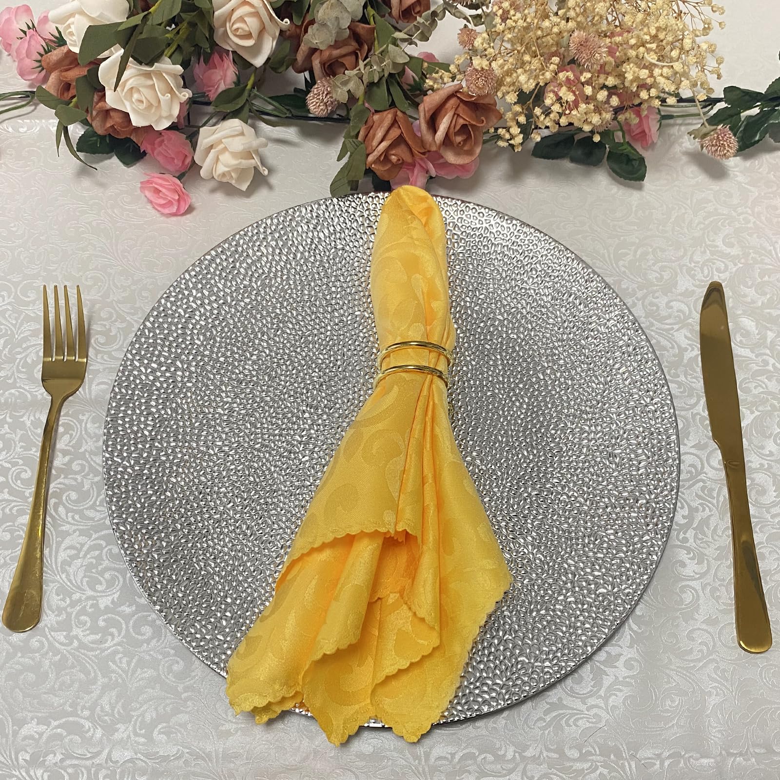 13 Inch Round Plastic Charger Plates Set of 8 - Elegant Dinner Plates for Wedding, Party & Event Decorations (Bubble Silver) - Perfect for Formal Dining, Buffet Serving & Table Setting