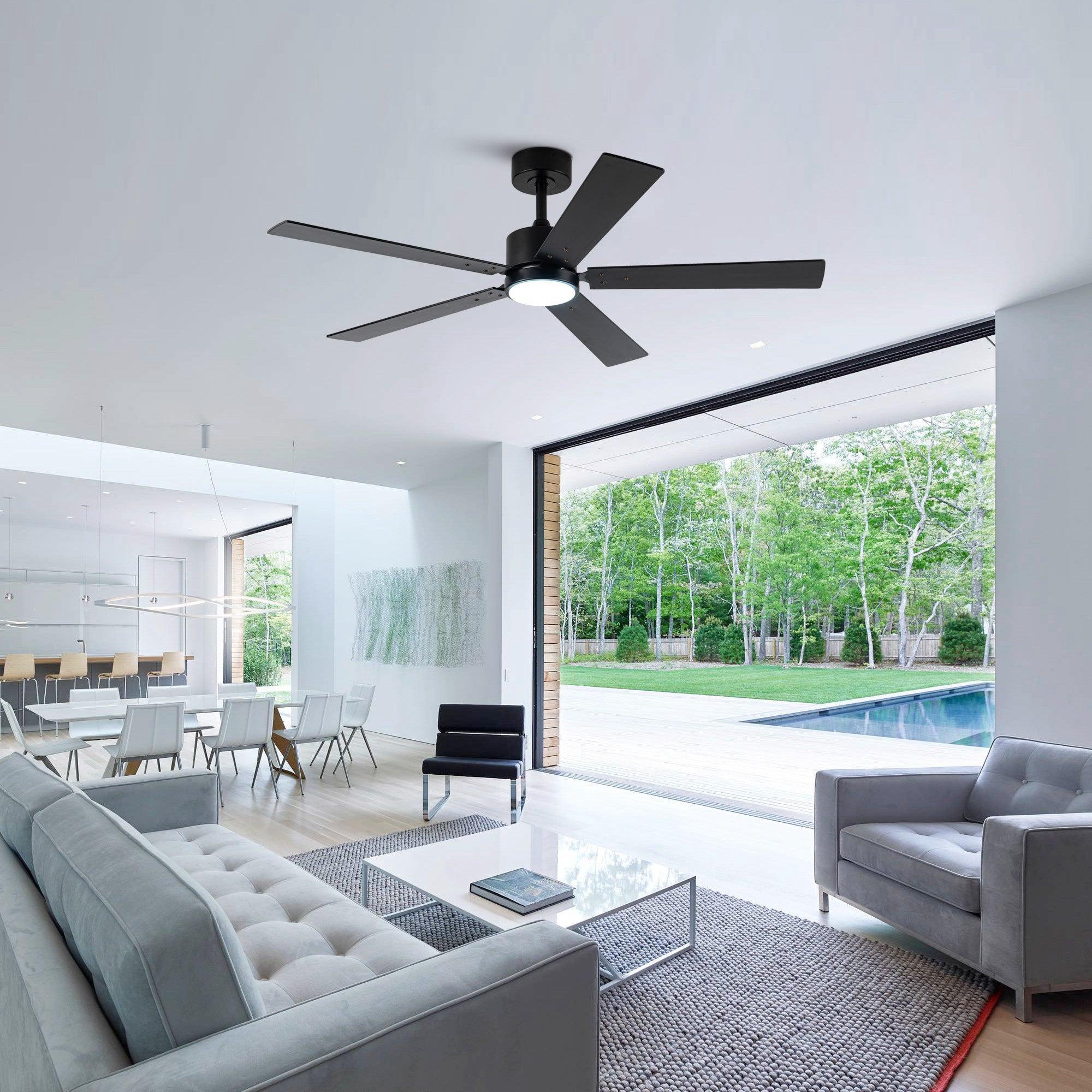 Vaczon 56 Inch DC Motor Ceiling Fan with Remote Control, LED Light Kit - Energy Efficient Quiet Operation for Living Room, Bedroom, Office