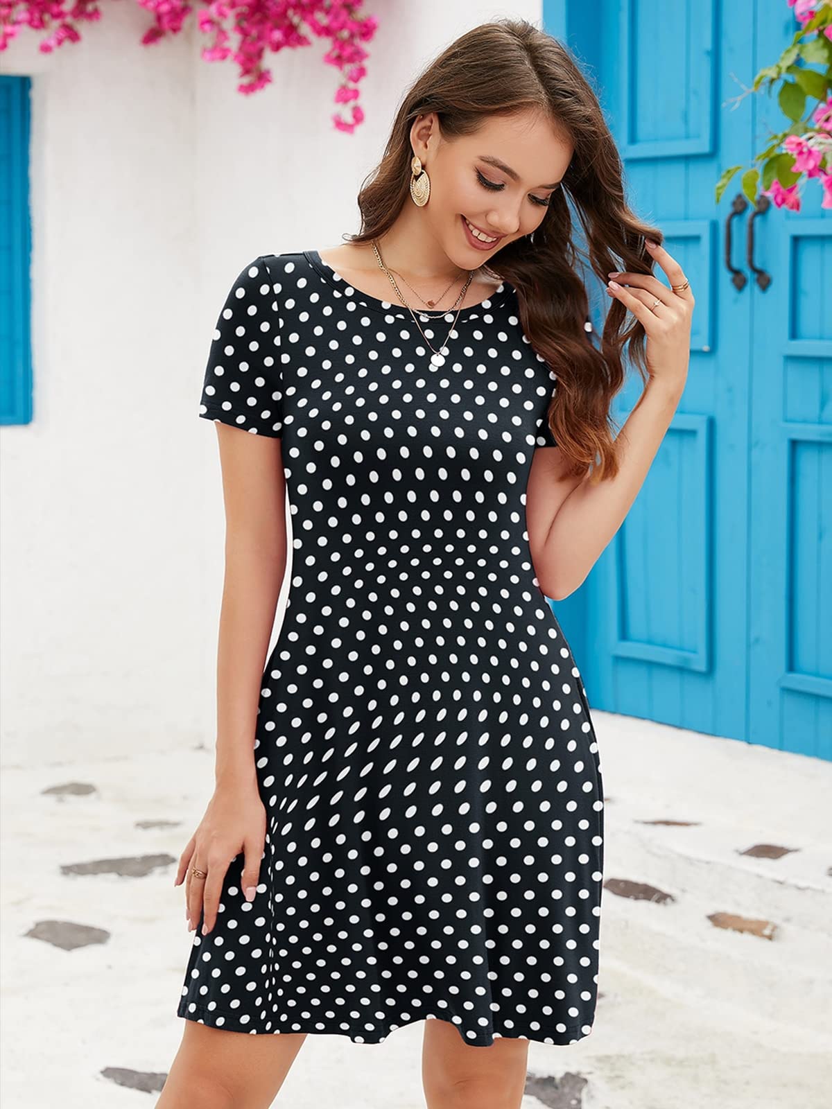 KORSIS Women's Casual Summer T-Shirt Dress - Flowy Swing Beach Sundress with Pockets | Perfect for Vacation, Travel & Outdoor Activities
