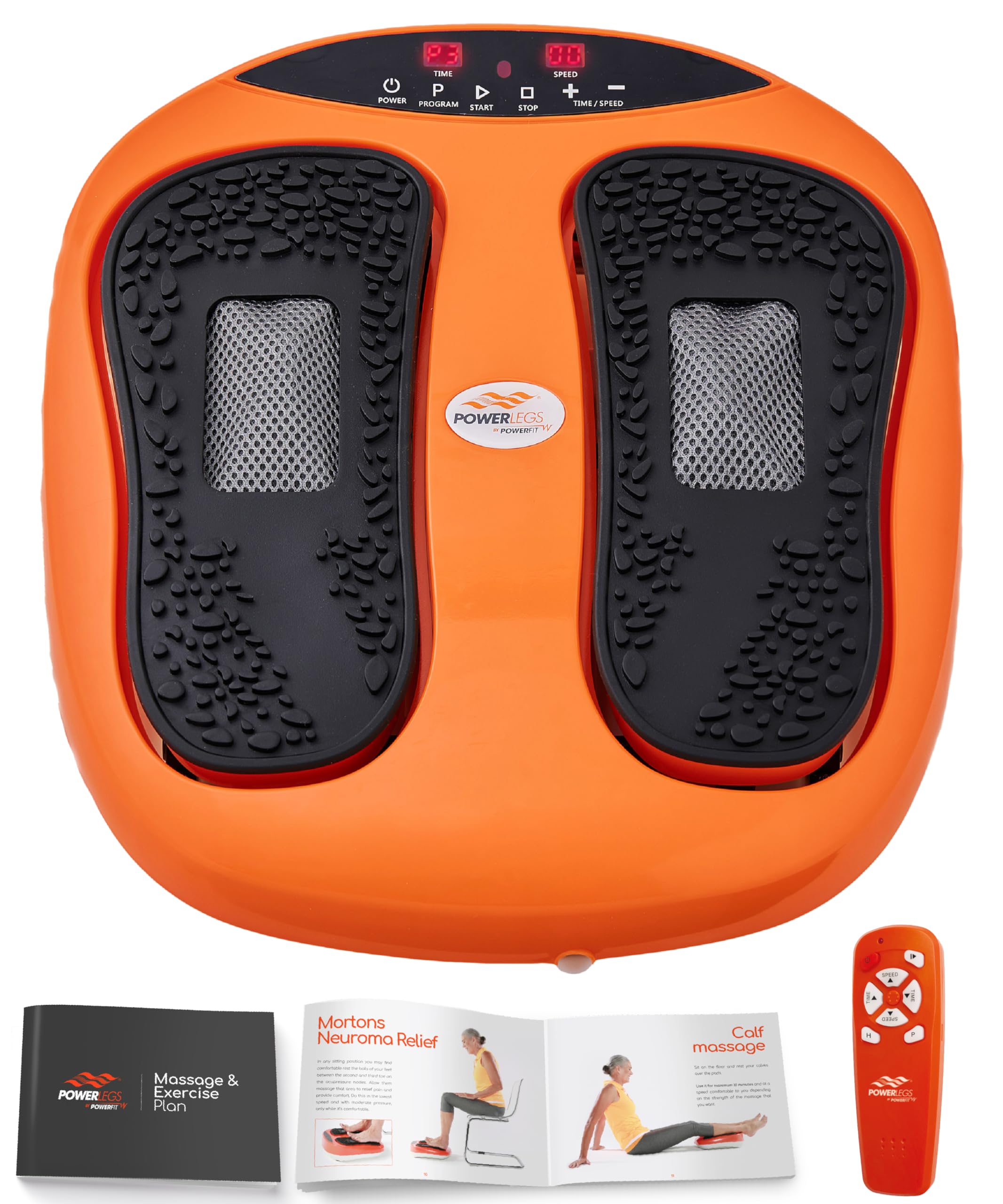 Electric Foot and Calf Massager with Remote Control - Adjustable Speed & Vibration for Neuropathy Pain Relief, Plantar Fasciitis & Blood Circulation - Home & Office Relaxation Massage Machine (Orange)