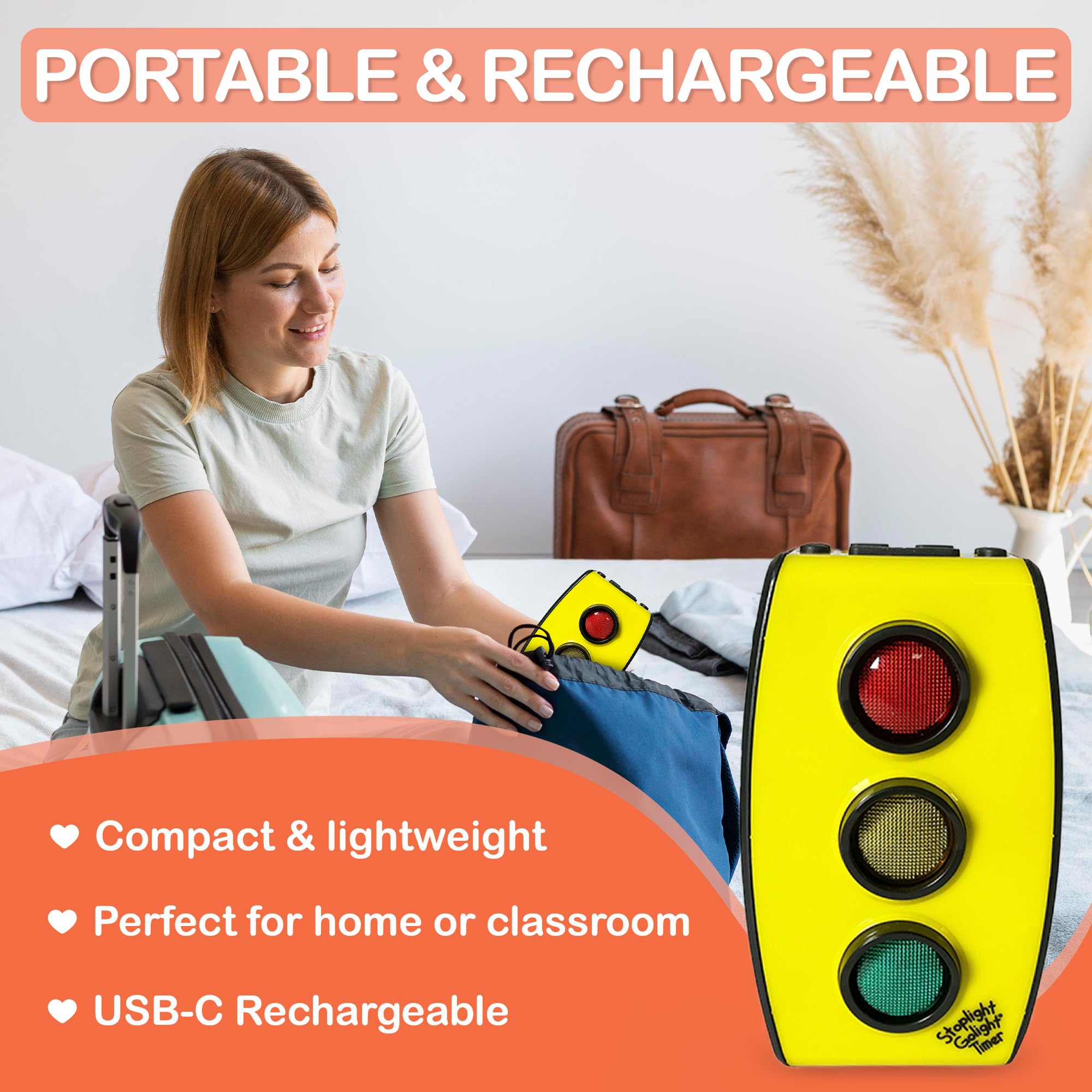 Red Yellow Green Traffic Light Timer for Kids - Classroom, Bedtime & Potty Training Timer | Toddler Sleep Aid, Teeth Brushing & Shower Time Tool | Travel-Friendly Visual Timer for Home & School Use