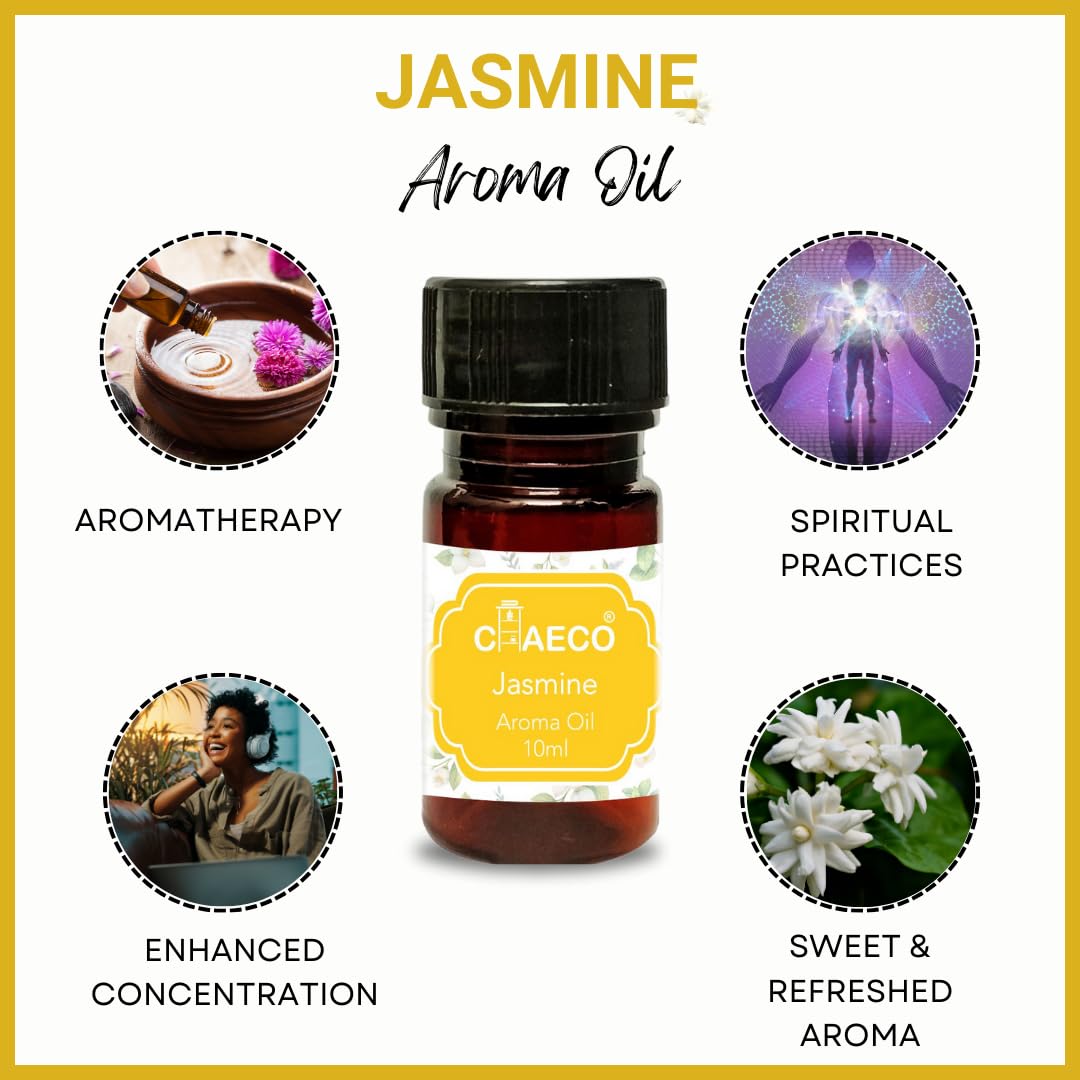 CHAECO Essential Oil Diffuser Set - 6 Pack (10ml Each) with Lavender, Lemongrass, Rose, Fresh Lime, Sandalwood & Jasmine Scents - Aromatherapy Oil for Home, Office, Spa & Yoga Relaxation