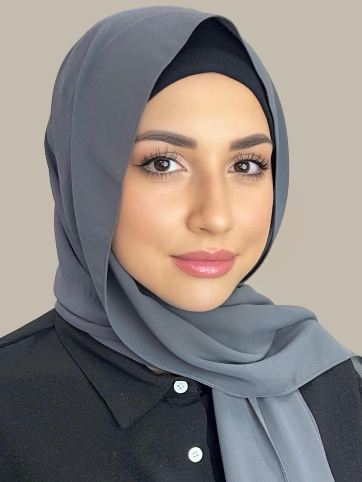 Elegant Ash Grey Chiffon Hijab - Soft & Breathable Scarf for Women - Perfect for Daily Wear, Prayer, and Special Occasions