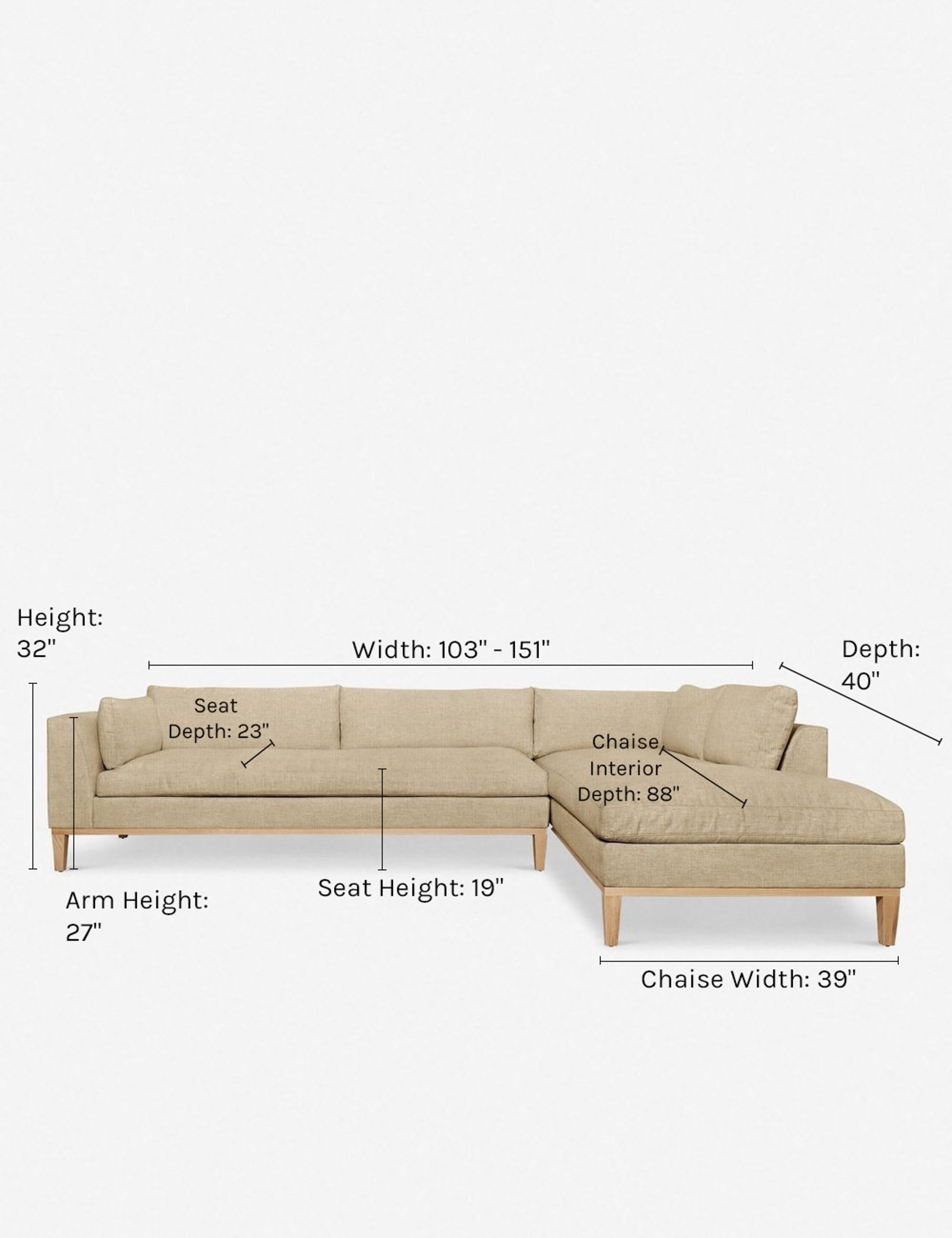 Charleston Sectional Sofa - Modern L-Shaped Couch with Reversible Chaise, Soft Fabric Upholstery for Living Room, Family Room & Home Theater
