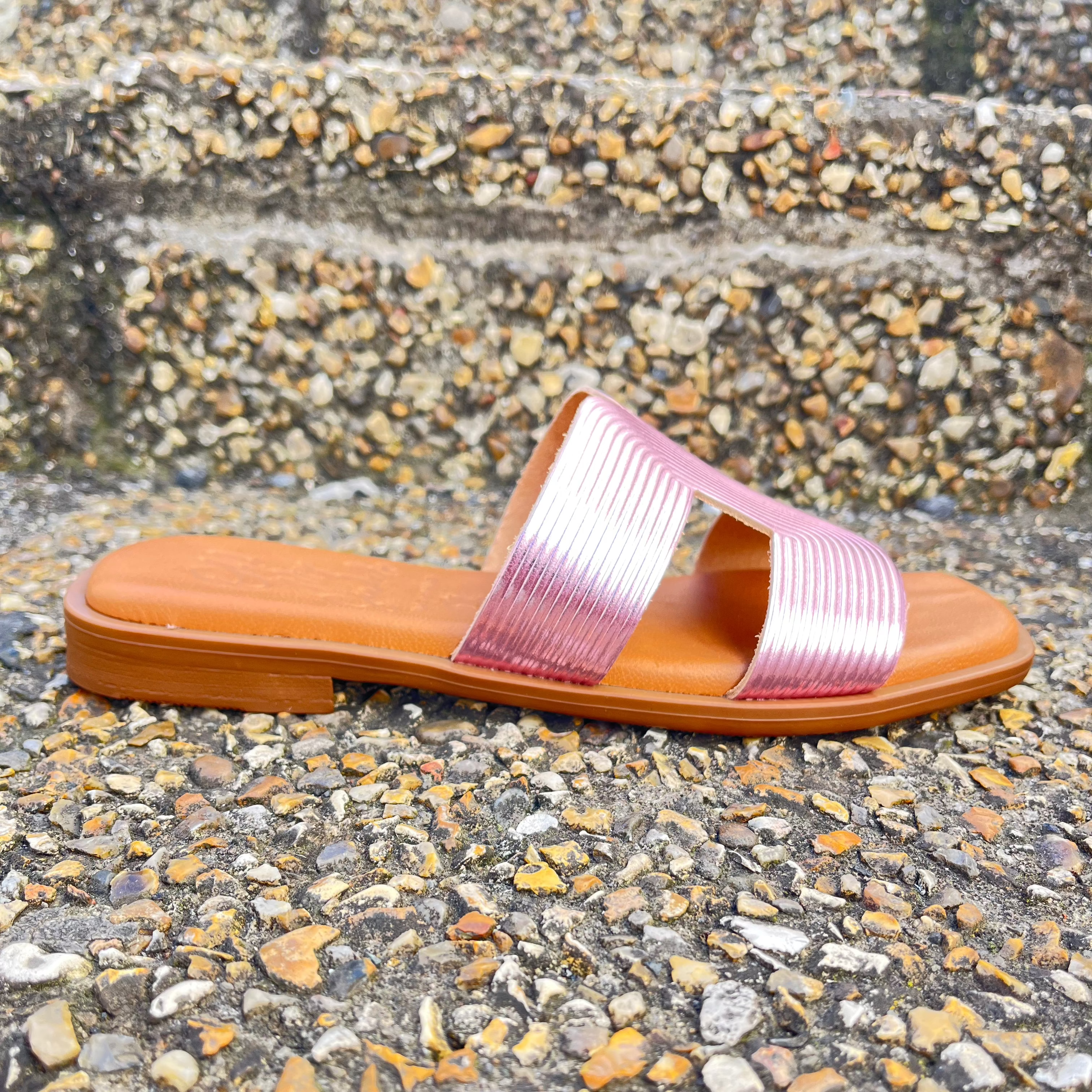 OH MY SANDALS Women's Pink Slide Sandals 5327 - Comfortable Summer Slippers for Beach, Poolside & Casual Wear