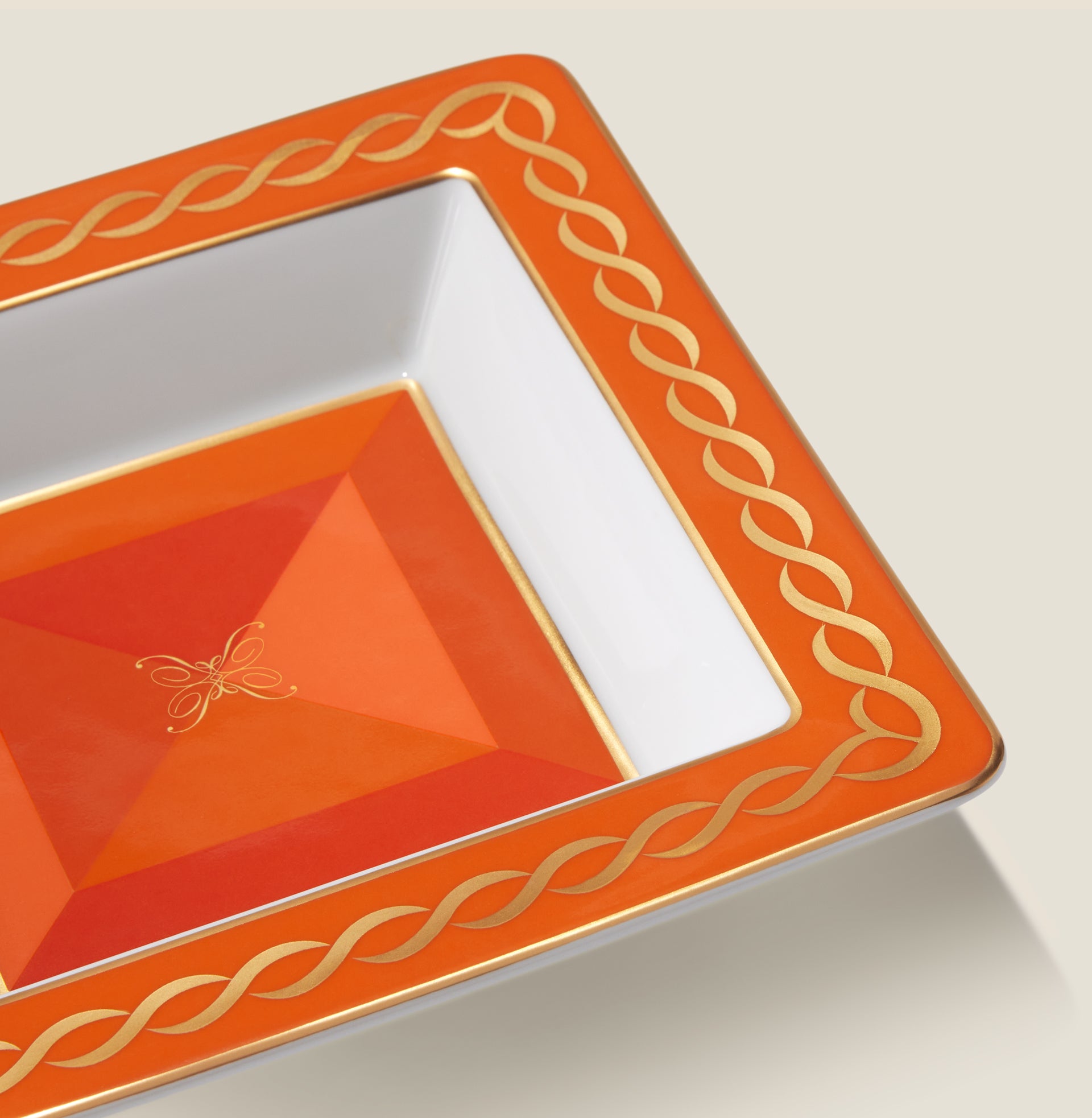 Pratesi x Ginori 1735 Treccia Vide Poche Orange - Luxury Italian Decorative Bowl for Home Decor, Table Centerpiece & Gift Giving