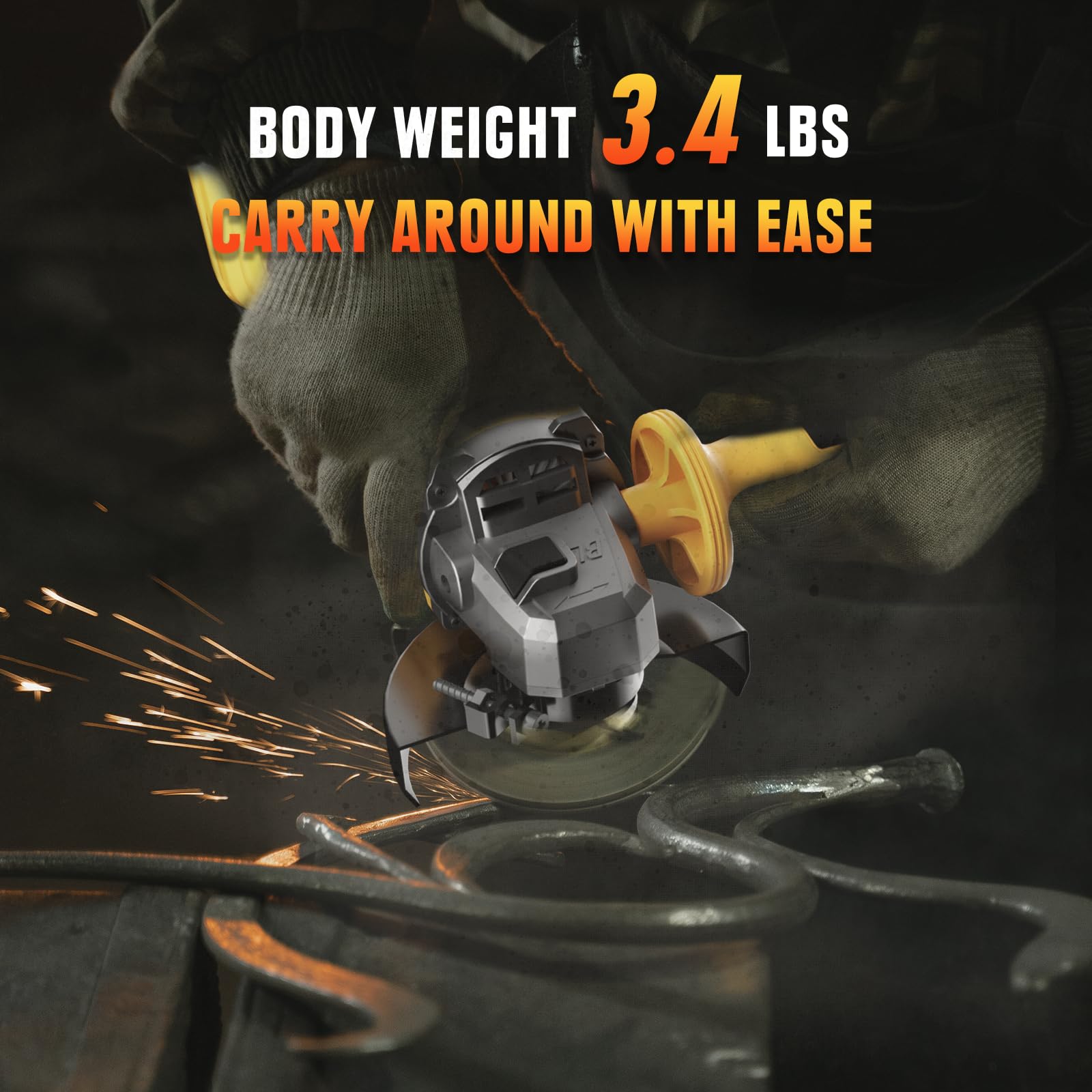 20V Max Cordless Angle Grinder - 4-1/2 Inch 8500 RPM Brushless Motor, Compatible with DeWalt Battery (Battery Not Included), Includes Cutting Wheel & Pin Wrench - Perfect for Metal Cutting, Wood Polishing & Thin Steel Work in Construction, DIY & Home Improvement Projects