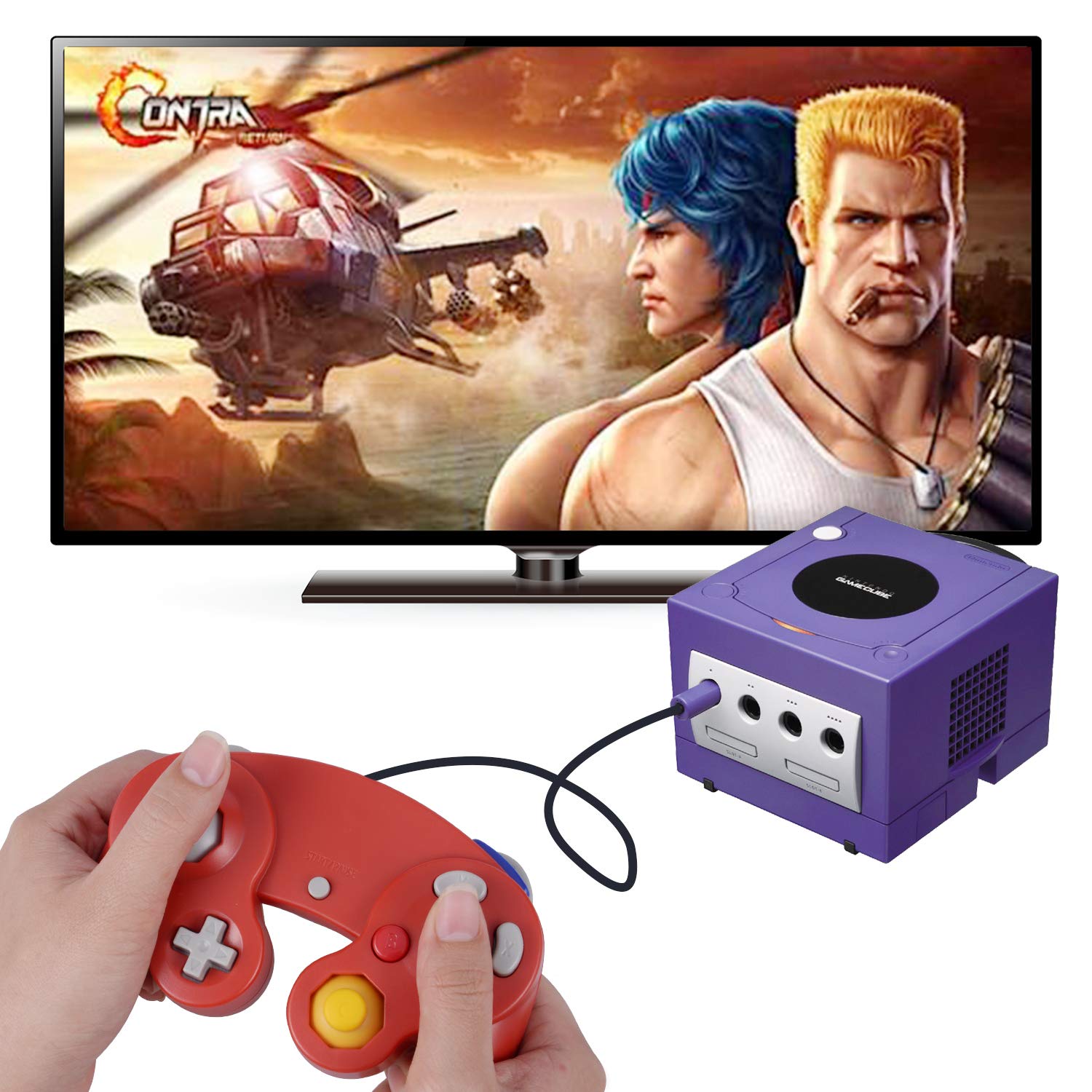 2 Pack Classic Shock Joypad Wired Controller for Wii & NGC Gamecube - Red & Blue | Perfect for Retro Gaming & Multiplayer Sessions