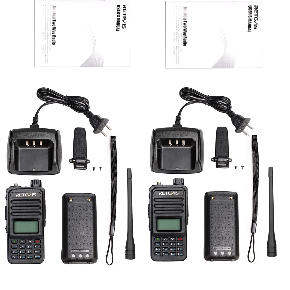Retevis RT85 Long Range Walkie Talkies for Adults - Dual Band Two Way Radio with Charging Base, 1400mAh Battery, Flashlight & DTMF Remote Stun - Ideal for Hiking, Camping, Hunting & Outdoor Adventures (2 Pack)