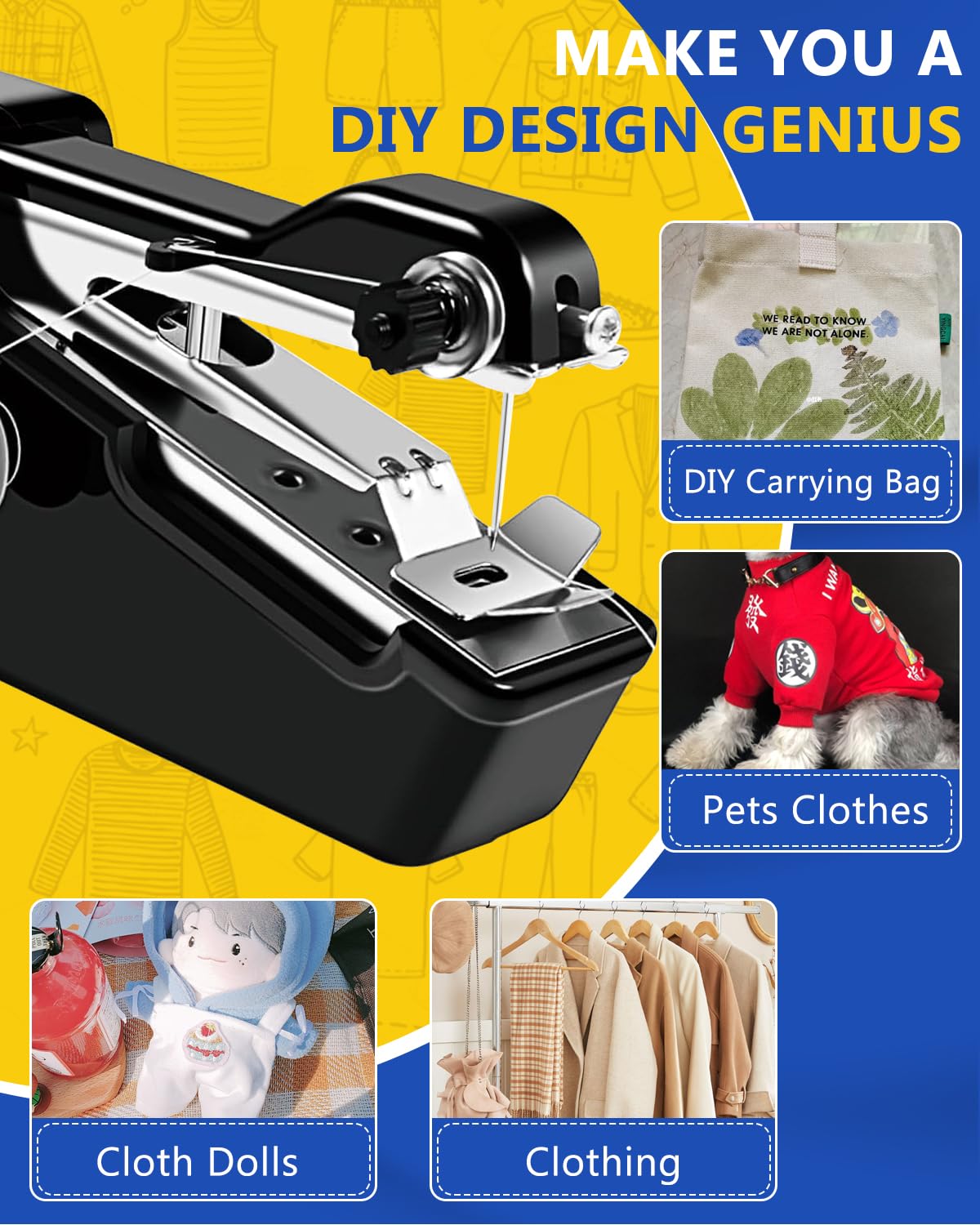 Portable Electric Handheld Sewing Machine for Beginners - Mini Sewing Kit with Easy Operation for Clothing Repair, Fabric Crafts & DIY Projects | Perfect for Home Use, Travel & Emergency Repairs