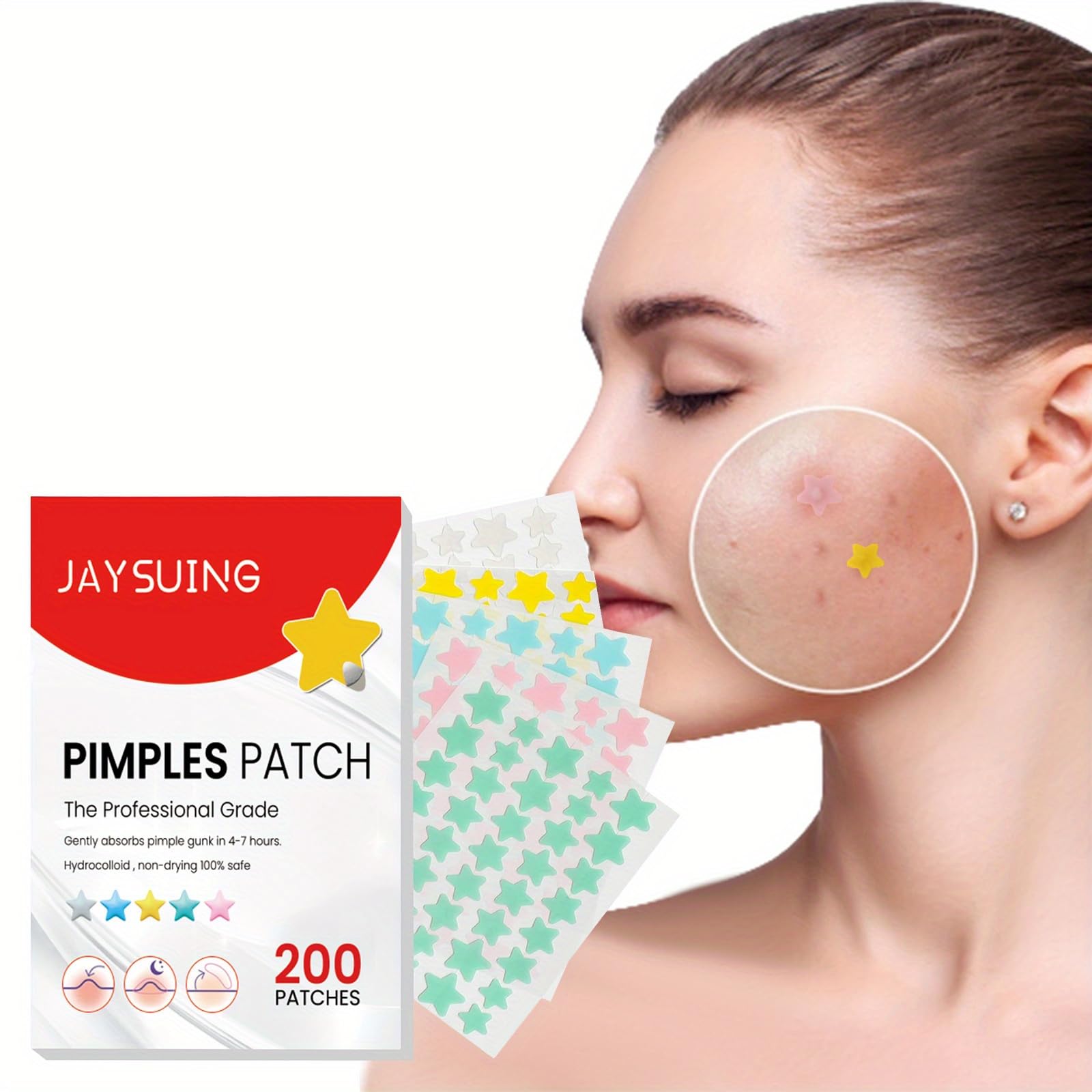 Hydrocolloid Acne Patches for Face - 400 Pcs Star-Shaped Pimple Healing Stickers to Absorb Fluid, Reduce Redness & Blemishes | Perfect for Overnight Spot Treatment & Teen Skincare Care
