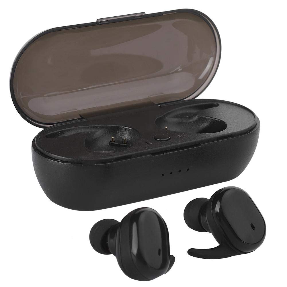 EBTOOLS Twins Wireless Earbuds Mini Bluetooth 5.0 Sports Headphones with Touch Control, IPX7 Waterproof, 24H Playtime, Noise Cancelling Earbuds with Charging Case (Black) - Perfect for Running, Gym, Workout & Travel