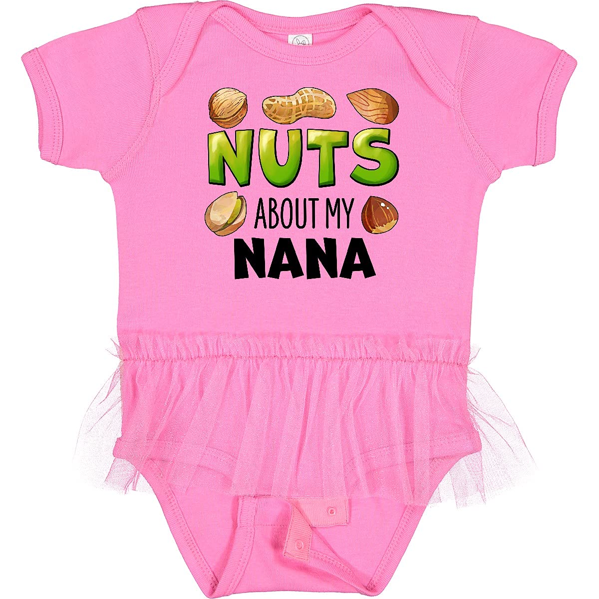 Inktastic Nuts About My Nana Peanut Almond Pistachio Infant Tutu Bodysuit - Cute Baby Onesie for Grandparents Day, Family Photos & Special Occasions