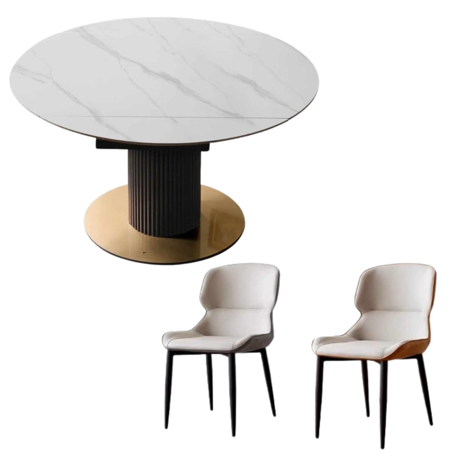 out of stock 53.1x35.4-53.1x29.9 inch / 135x90-135x76 cm / White color / Rotating telescopic dining table