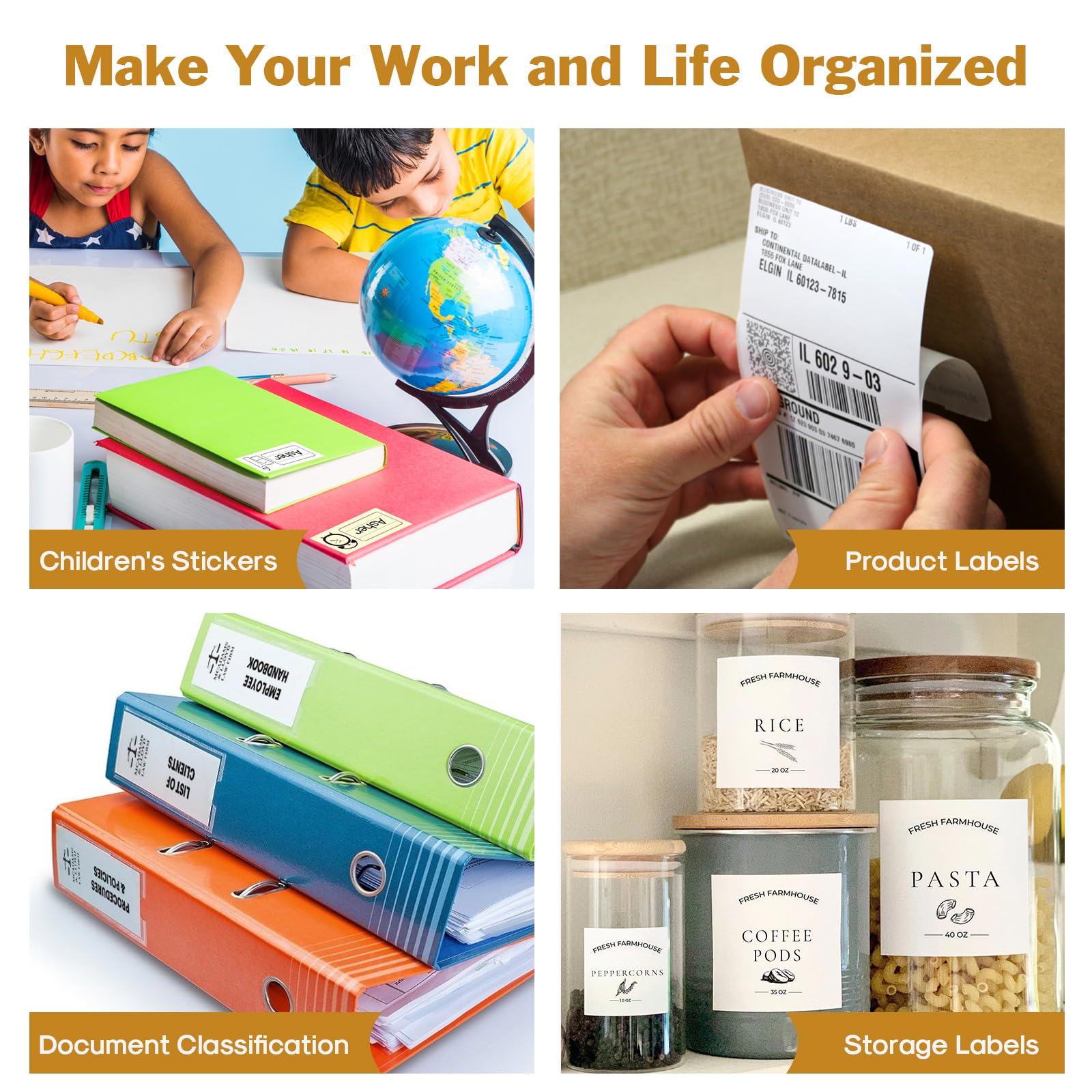 Mini Sticker Printer - Inkless Bluetooth Thermal Printer for Photos, Journals & DIY Projects | Compatible with iOS/Android | Includes 6 Paper Rolls (Yellow) | Perfect for Scrapbooking, Planner Decoration & School Notes
