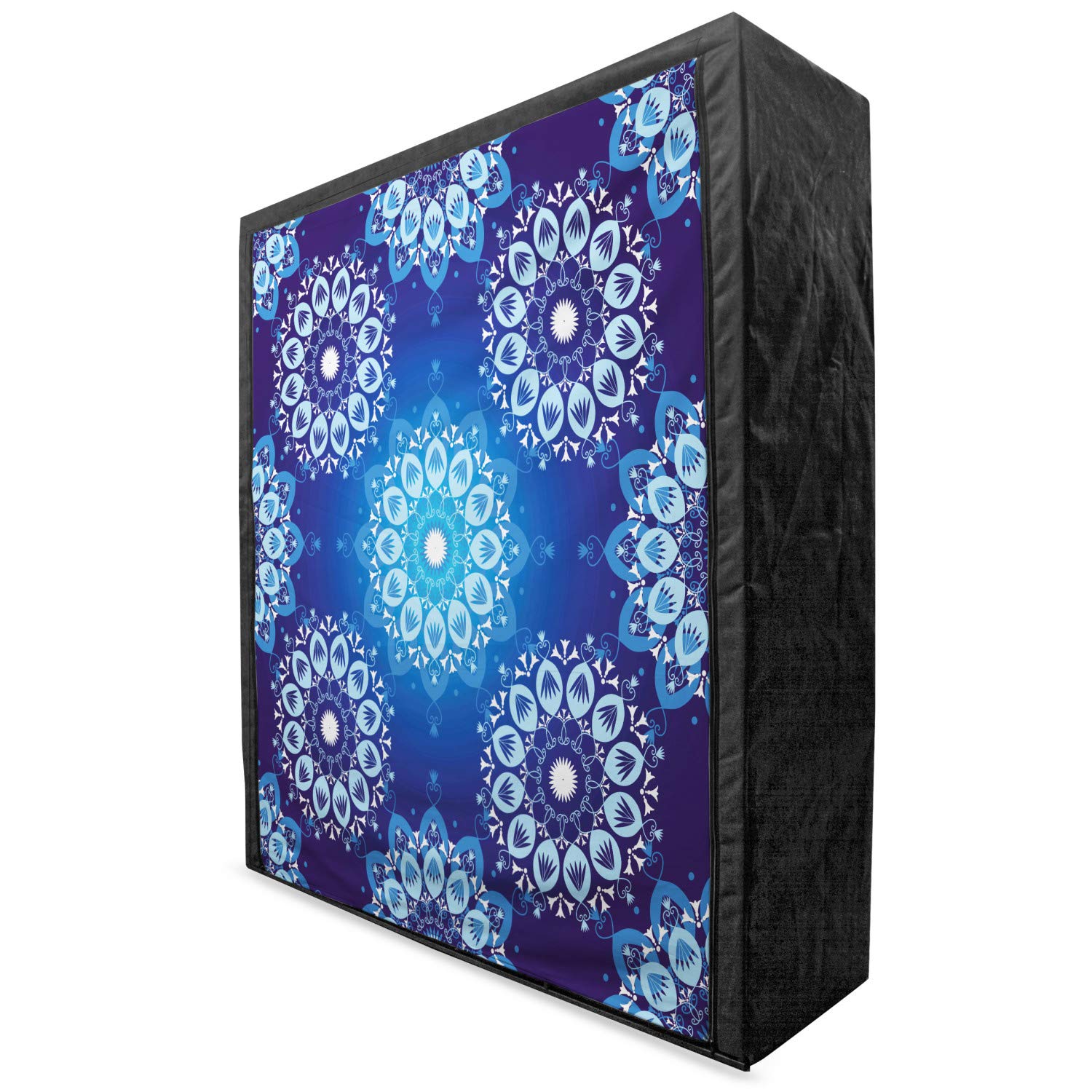 Ambesonne Dark Blue Portable Fabric Wardrobe with Vintage Christmas Snowflake Pattern - 59