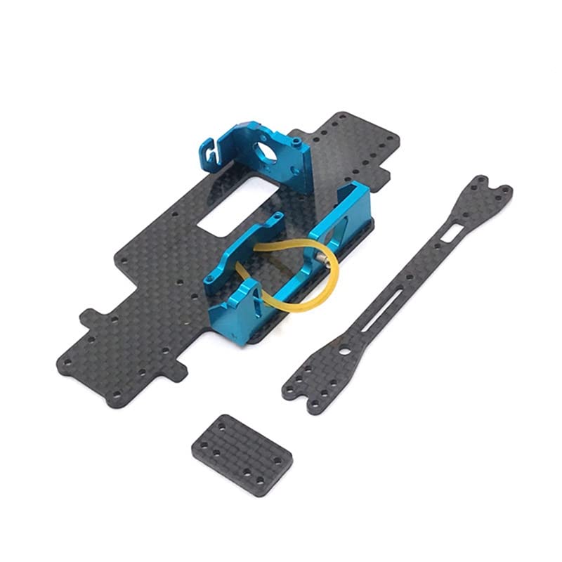 Carbon Fiber Chassis with Metal Battery Mount for Wltoys 284131 K969 K989 K999 P929 1/28 Scale RC Car Upgrade Parts (Blue) - Durable Replacement for Off-Road Racing and Drifting