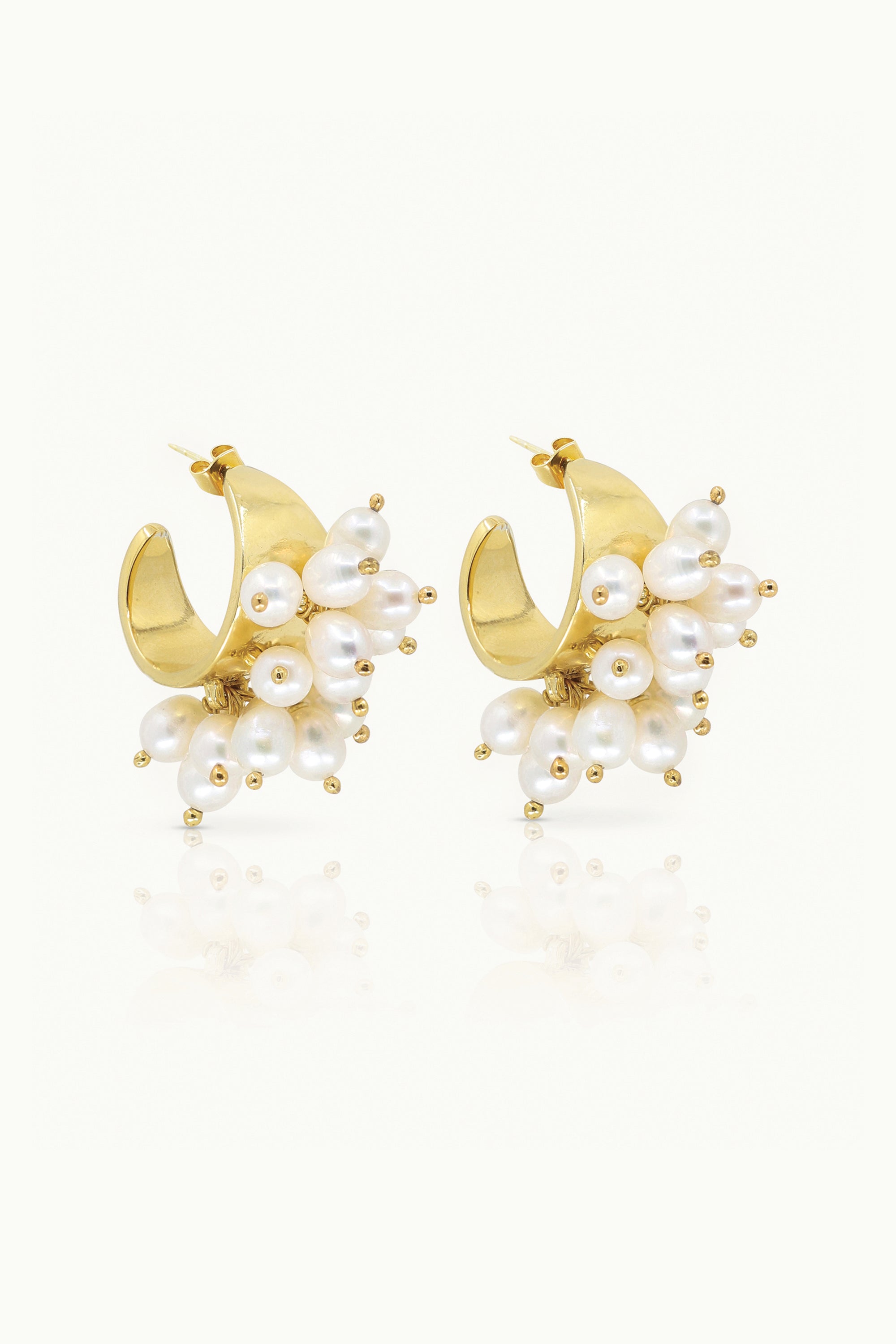 Annabel 14K Gold Pearl Earrings for Women - Elegant Stud Earrings for Wedding, Party & Everyday Wear