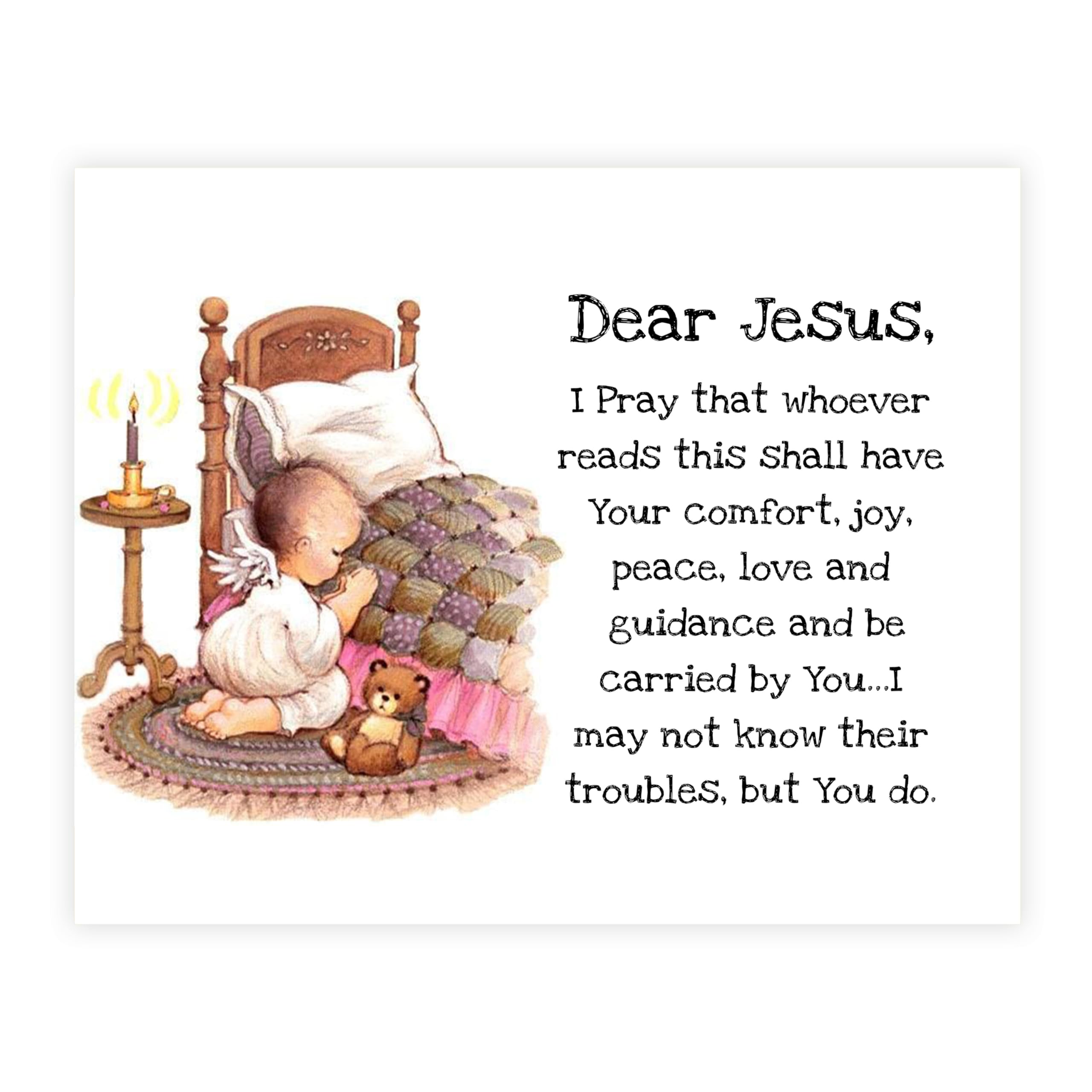 Dear Jesus Christian Prayer Wall Art - Inspirational Typographic Faith Decor Print for Home, Kids Bedroom, Nursery, Sunday School & Church (Unframed 8x10) - Perfect for Worship Spaces & Spiritual Encouragement