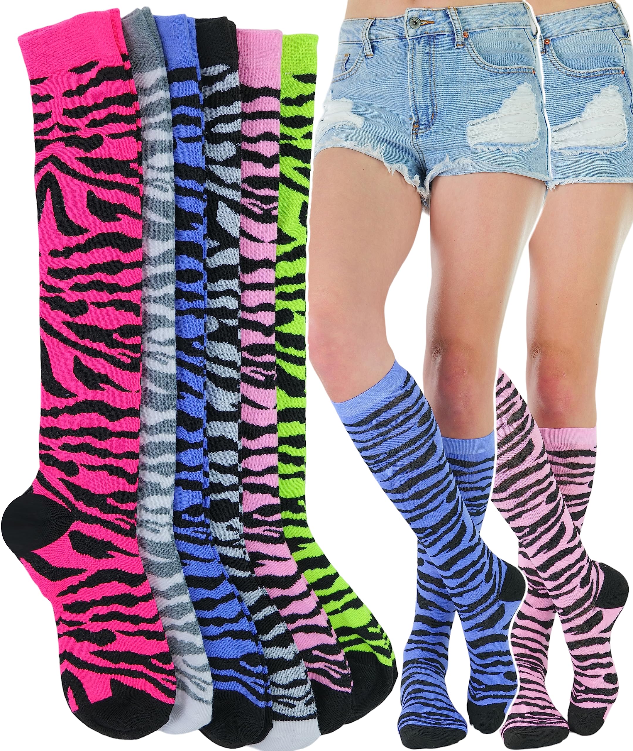 ToBeInStyle Women's Knee High Socks - Pack of 6 or 12 - Comfortable & Stylish Crew Socks for Boots, Work, and Everyday Wear
