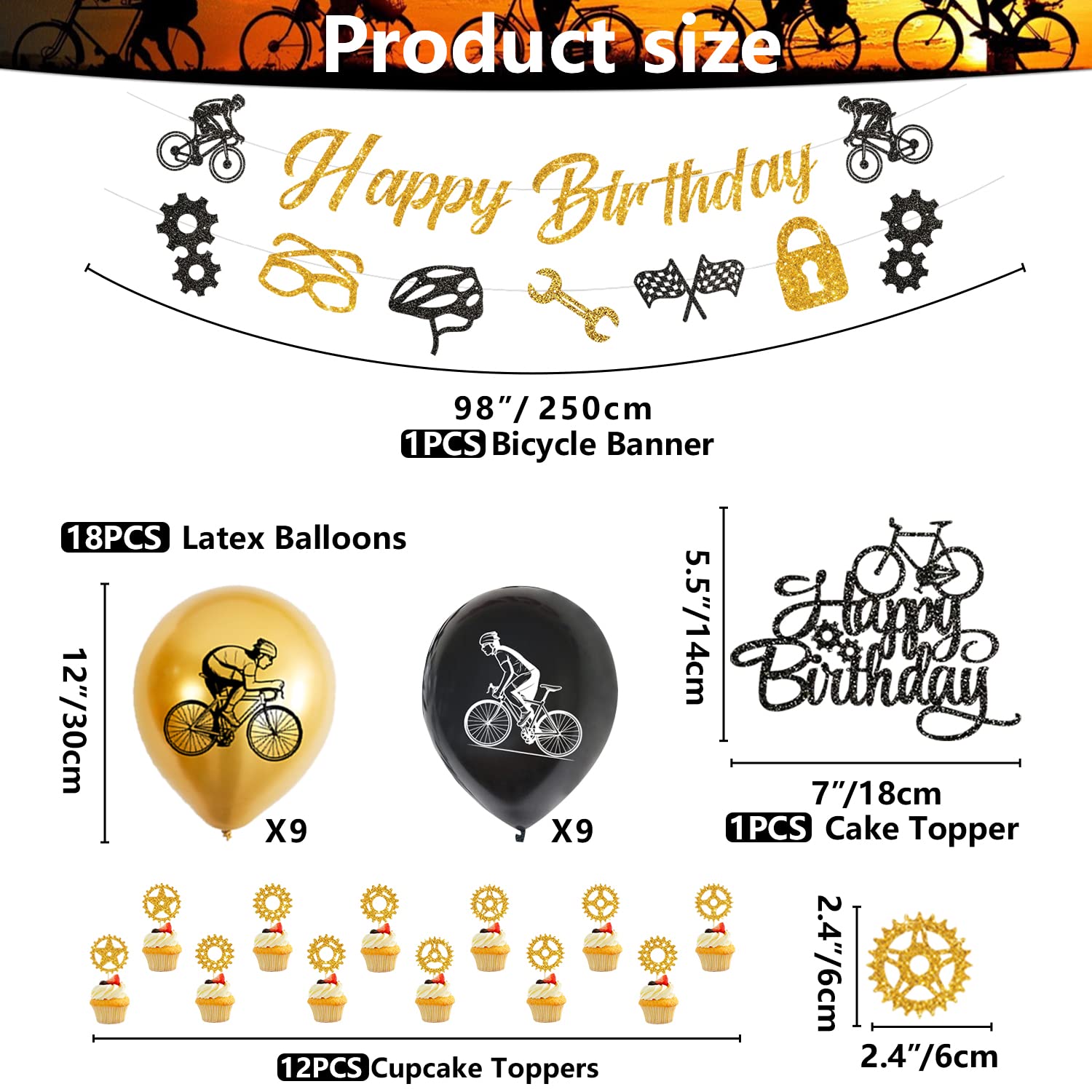 Bike Themed Birthday Party Decorations Set - Banner, Cake Toppers, Balloons & Hanging Signs | Bicycle Sports Theme Party Supplies for Kids & Cycling Enthusiasts | Perfect for Kids' Birthday Parties, Cycling Events & Sports Themed Celebrations