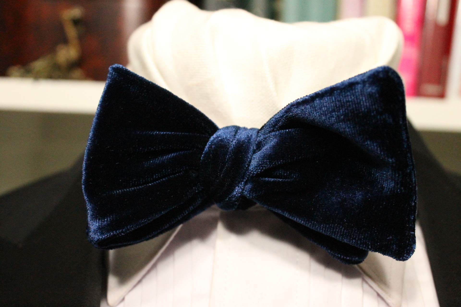 Navy Blue Velvet 'Classico' Handmade Bow Tie for Weddings, Formal Events & Special Occasions