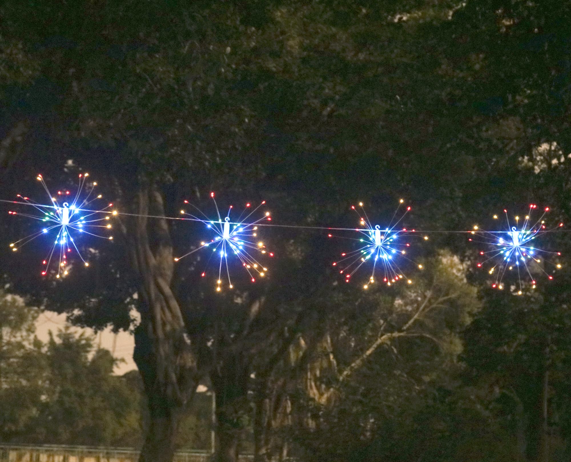 480 LED Starburst Fairy Lights with Remote Control - 8 Lighting Modes, Dimmer & Timer - 4-Connection Copper Wire String Lights for Christmas Decorations, Garden Parties, and Indoor/Outdoor Home Decor
