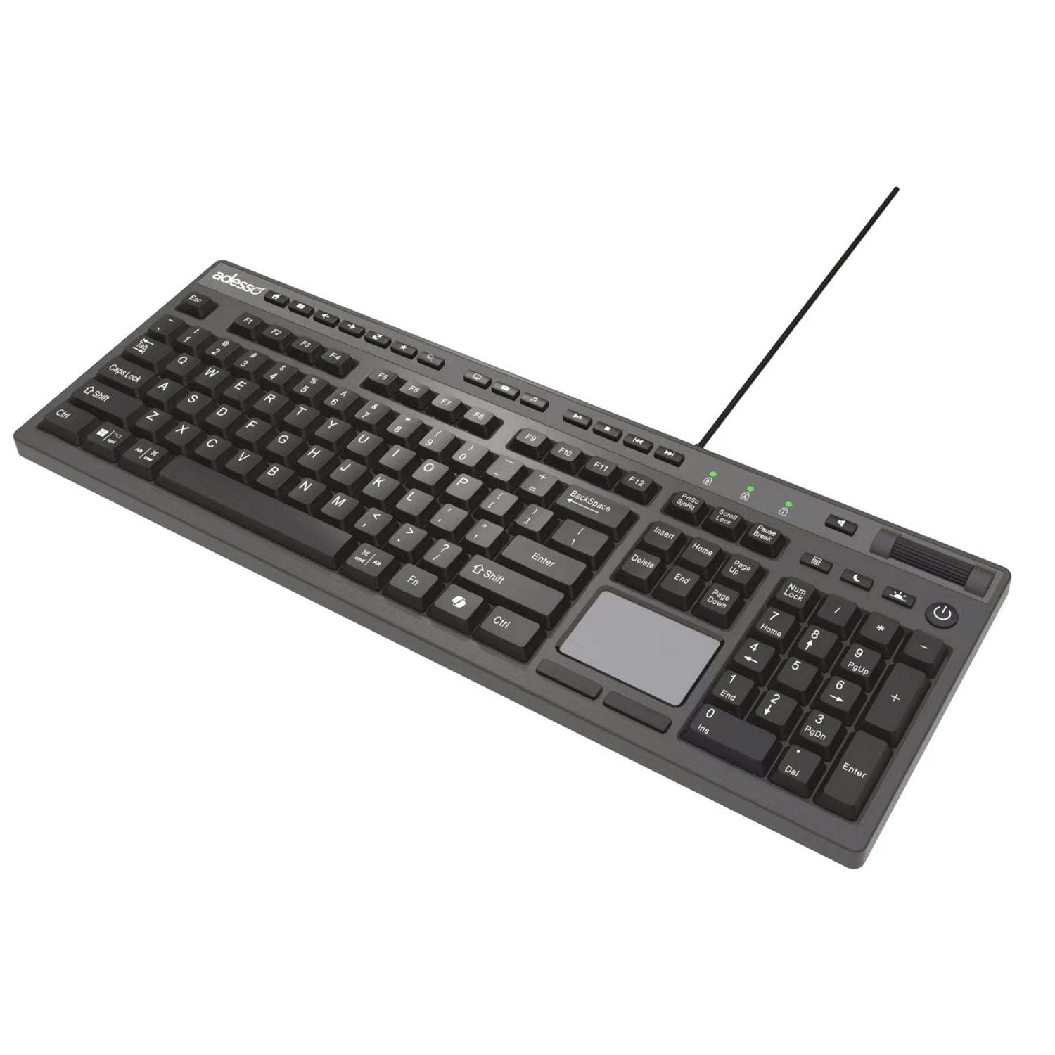 Adesso CyberTouch Wireless Desktop Keyboard with Built-in Touchpad - Black | Ergonomic Design for Home, Office & Gaming Use