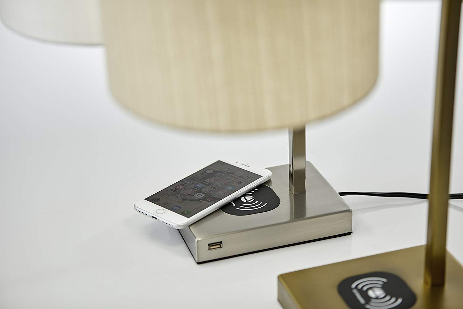 Adesso 4123-21 Austin Wireless Charging Table Lamp - 7W LED Light, 5W Qi Fast Charger with USB Port - Perfect for Bedroom, Office & Living Room Nightstand Lighting