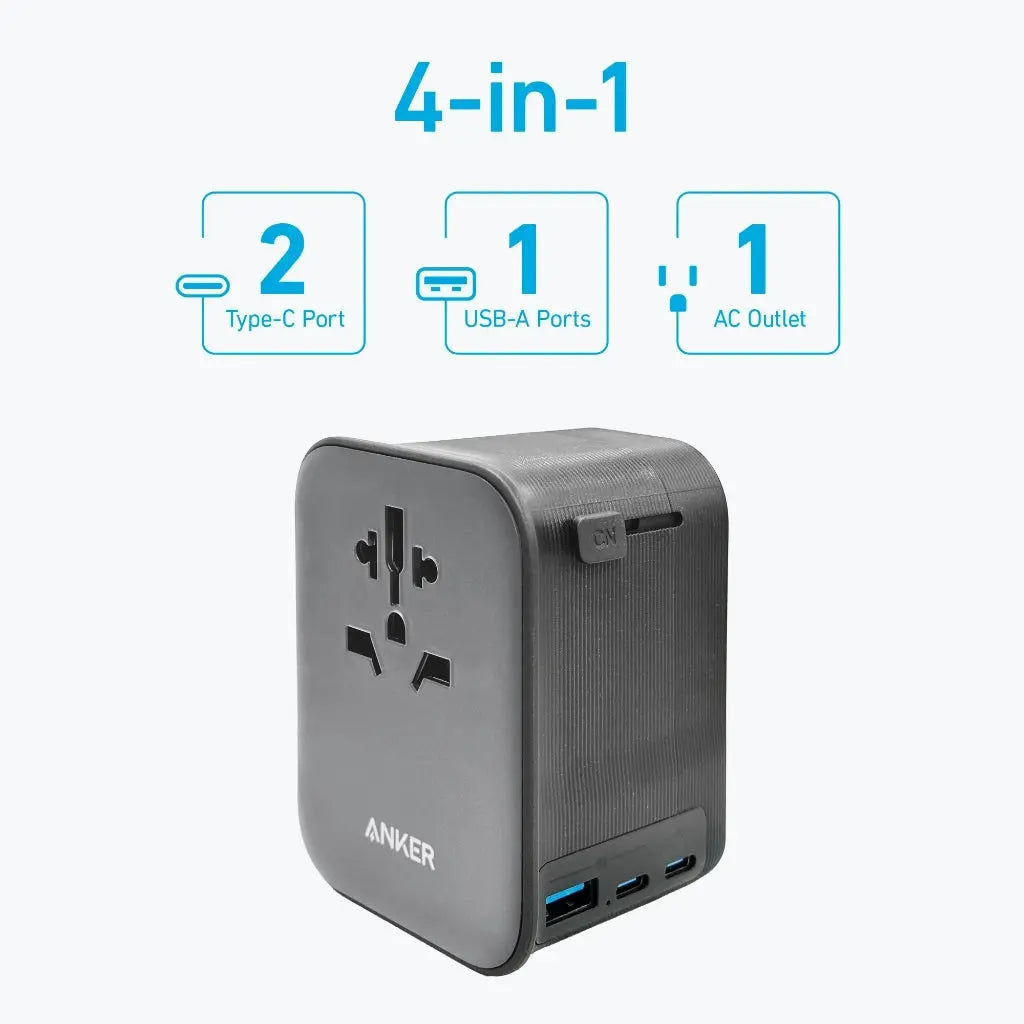 Anker 65W PowerExtend Travel Adapter with USB-C Charger (A9213) - Fast Charging for Laptops, Phones & Tablets While Traveling Worldwide