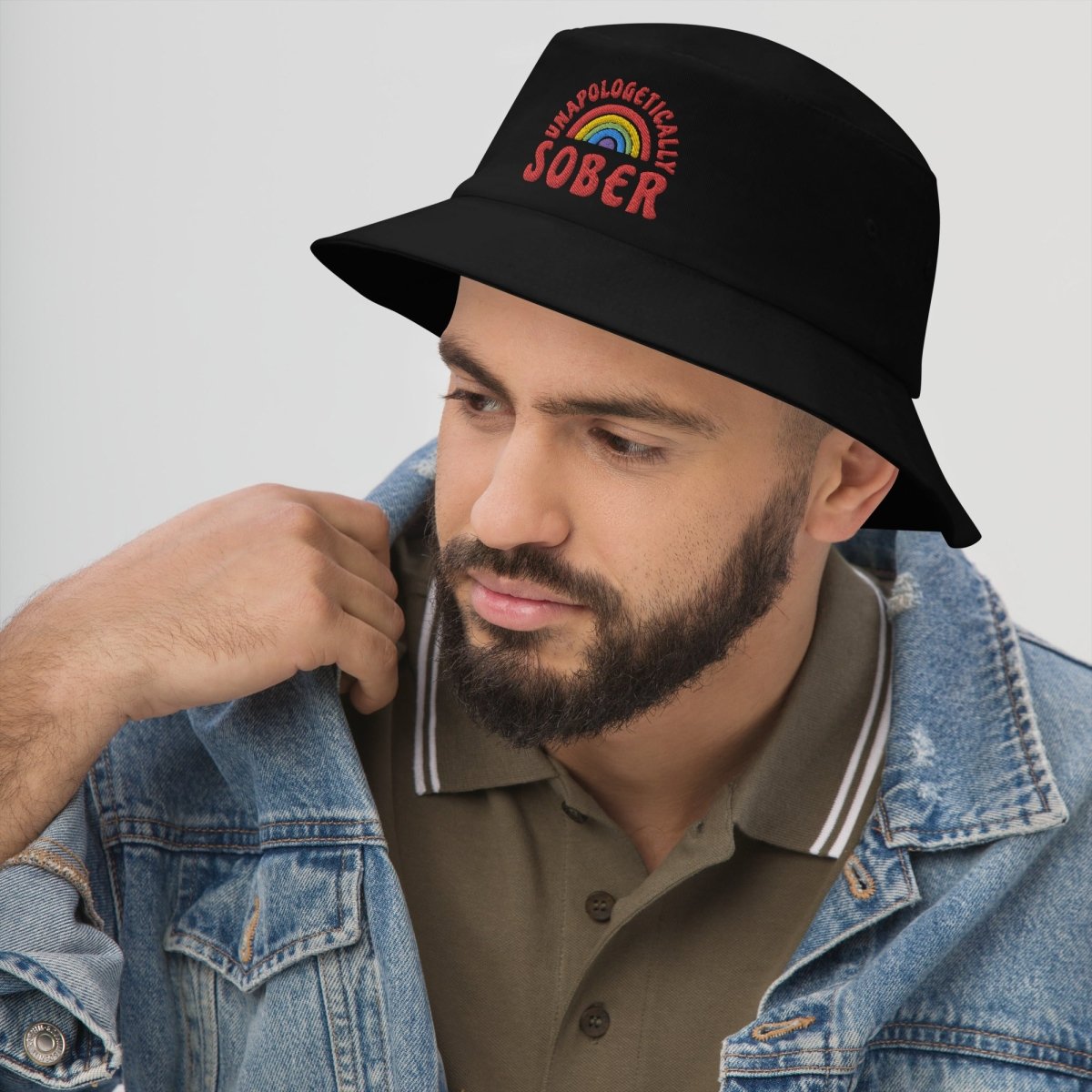 Unapologetically Sober Embroidered Bucket Hat for Men & Women - Stylish Alcohol-Free Lifestyle Accessory for Outdoor Activities, Beach, and Festivals
