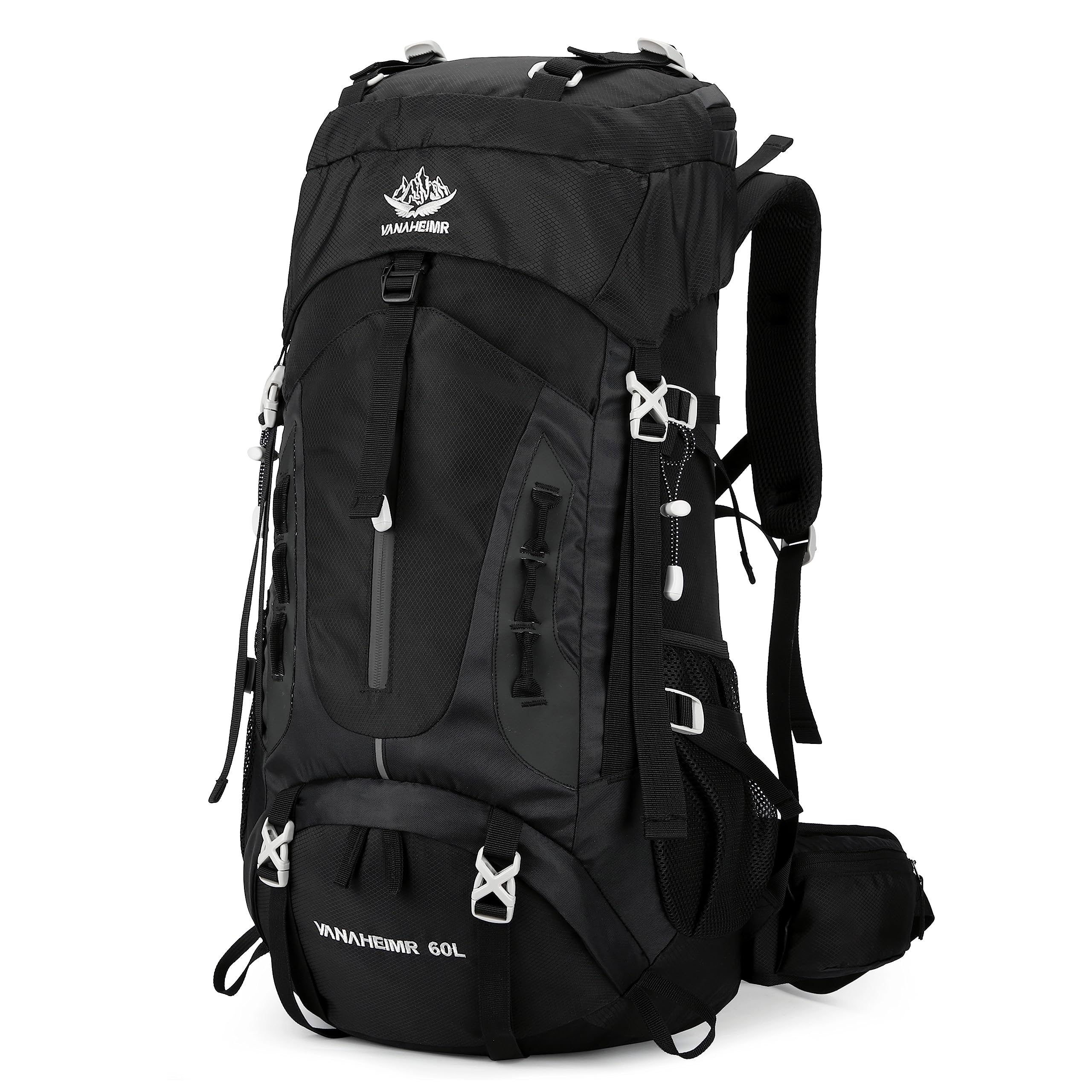 Esup 60L Lightweight Hiking Backpack for Men - Waterproof Camping Backpack with Rain Cover - Durable Travel Backpack for Outdoor Adventures (Black) - Perfect for Trekking, Backpacking & Weekend Getaways