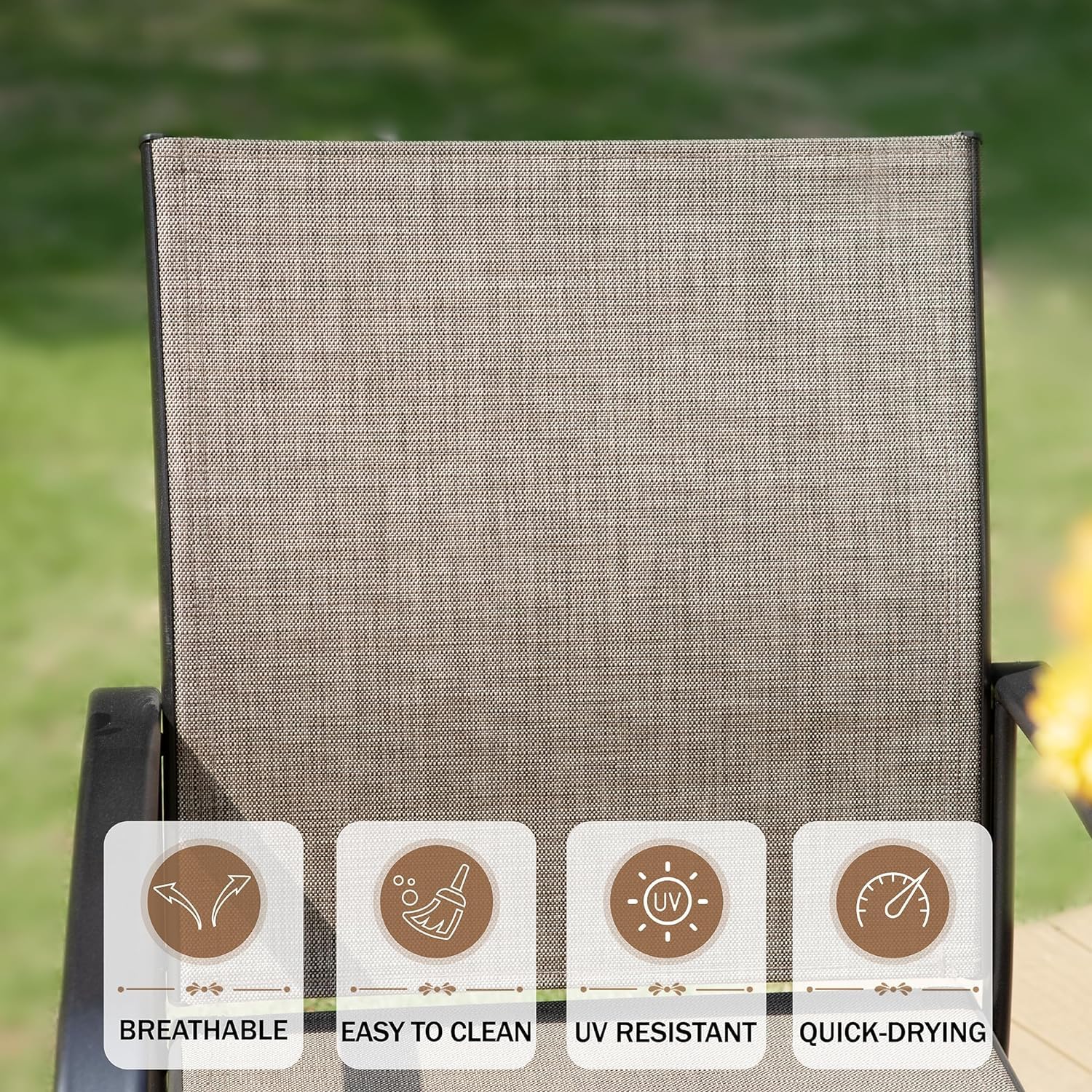 HERA'S HOUSE 9-Piece Outdoor Patio Dining Set - 8 Brown Textilene Chairs & 83