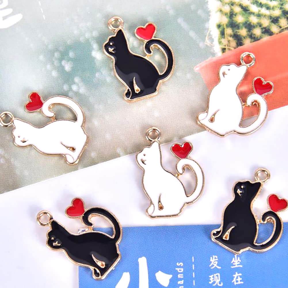 20 pcs Cute Cat Enamel Charms for DIY Jewelry Making - Earrings, Necklaces, Bracelets & Keychains - Perfect for Handmade Crafts, Gifts & Accessories