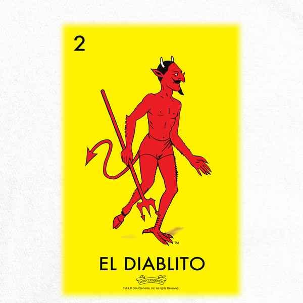 Pop Threads El Diablito Devil Loteria Card Mexican Graphic T-Shirt for Men - Cool Latino Cultural Tee for Parties, Cinco de Mayo & Hispanic Heritage Events