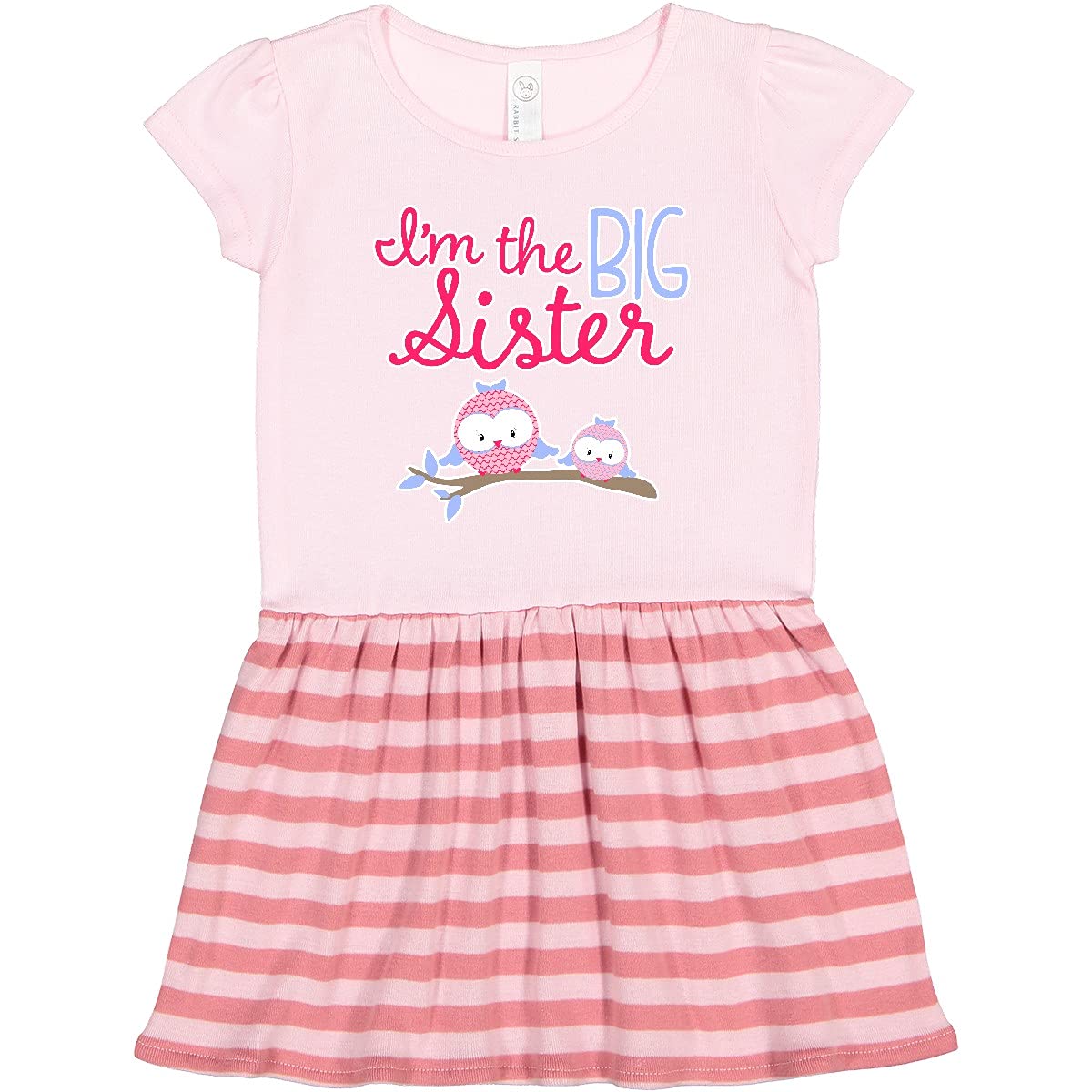 Inktastic Big Sister Owls Toddler Dress - Cute Owl Print Baby Girl Outfit for Casual Wear & Family Photos
