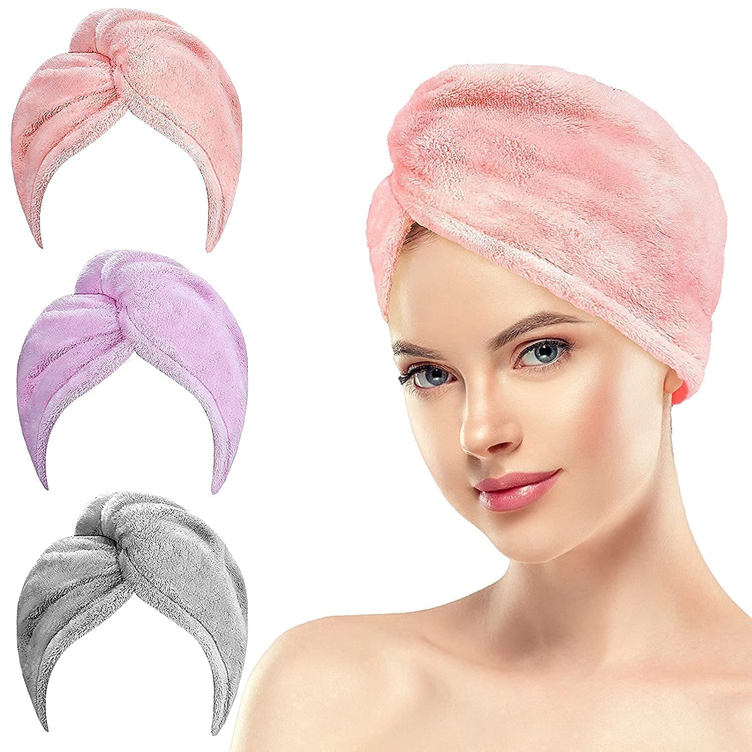 Aishu Quick-Dry Hair Wrap - 400 GSM Super Absorbent Microfiber Hair Towel for Fast Drying, Salon & Home Use (Multicolor, Pack of 1) - Perfect for Post-Shower, Styling & Protecting Hair While Sleeping