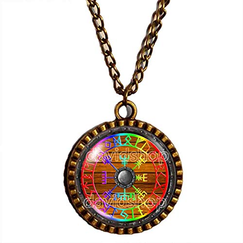 Viking Shield Necklace - Norse Rune Compass Pendant with Vegvisir Symbol | Fashion Jewelry for Men & Women | Perfect for Cosplay, LGBT Pride, Hip Hop Style & Viking Lovers