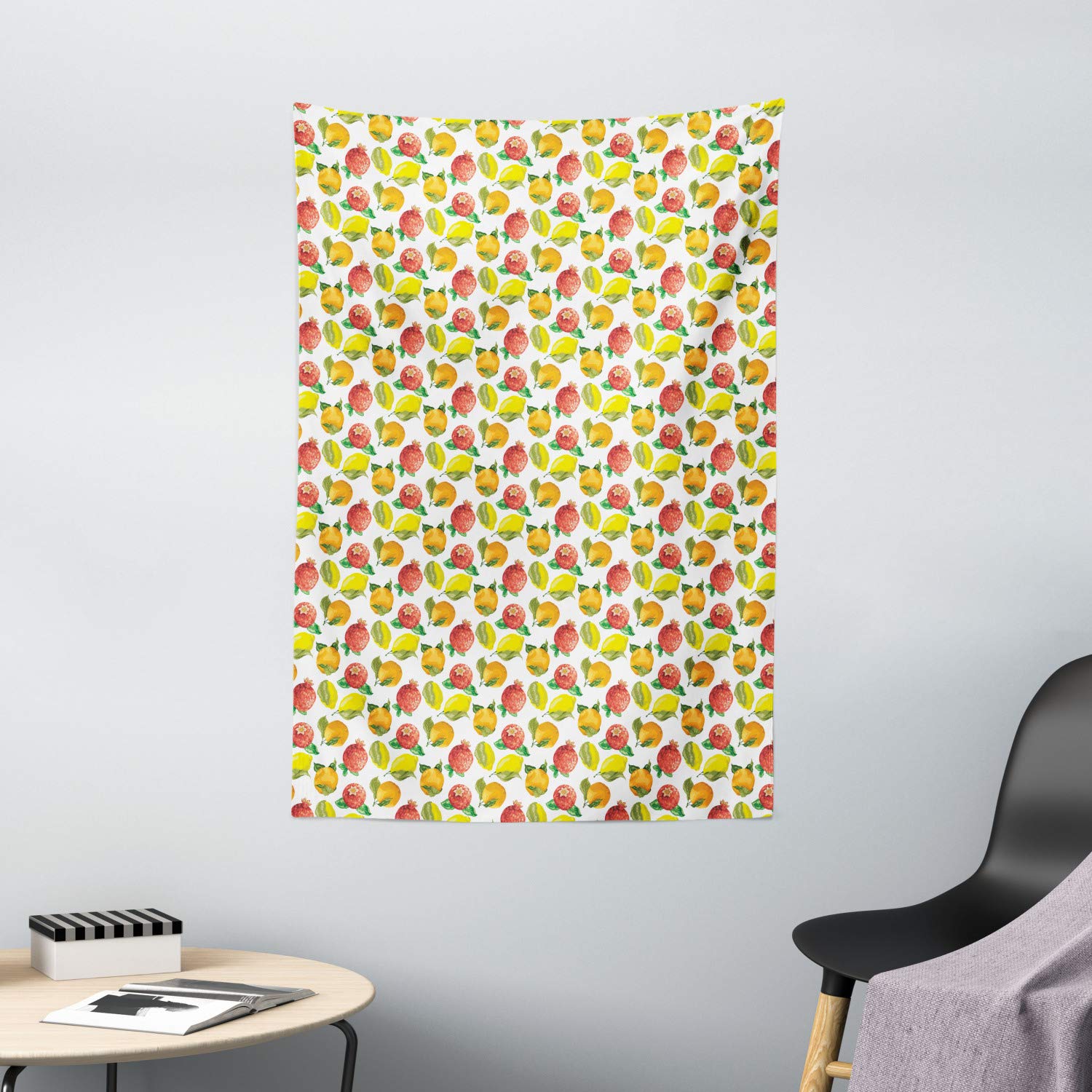 Ambesonne Fruit Tapestry Wall Hanging - Vitamin C Inspired Orange Pomegranate Lemon Pattern for Bedroom, Living Room & Dorm Decor - 40