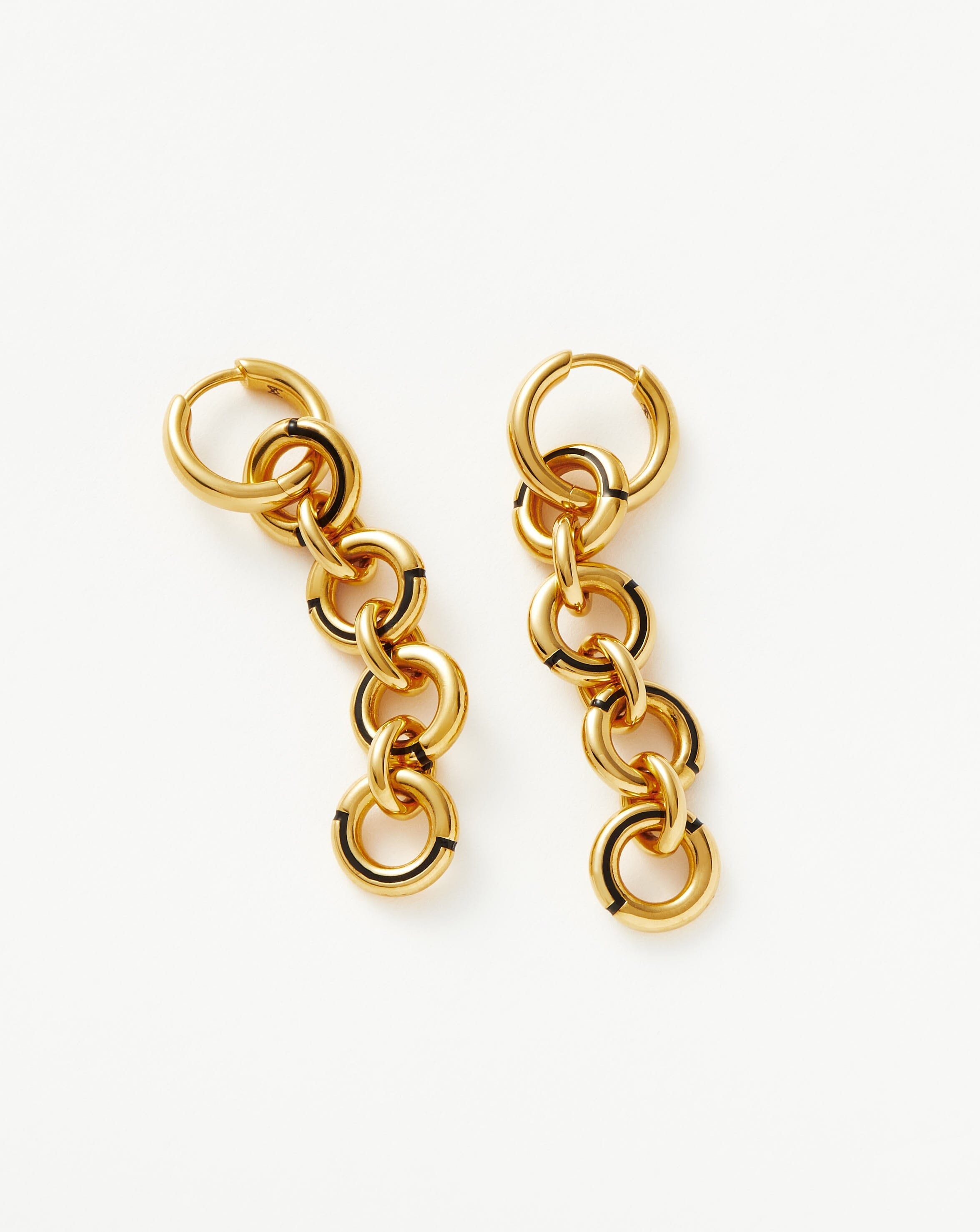 18k Gold Plated Enamel Byline Link Drop Hoop Earrings - Elegant Dangle Earrings for Women, Perfect for Parties, Weddings & Everyday Wear