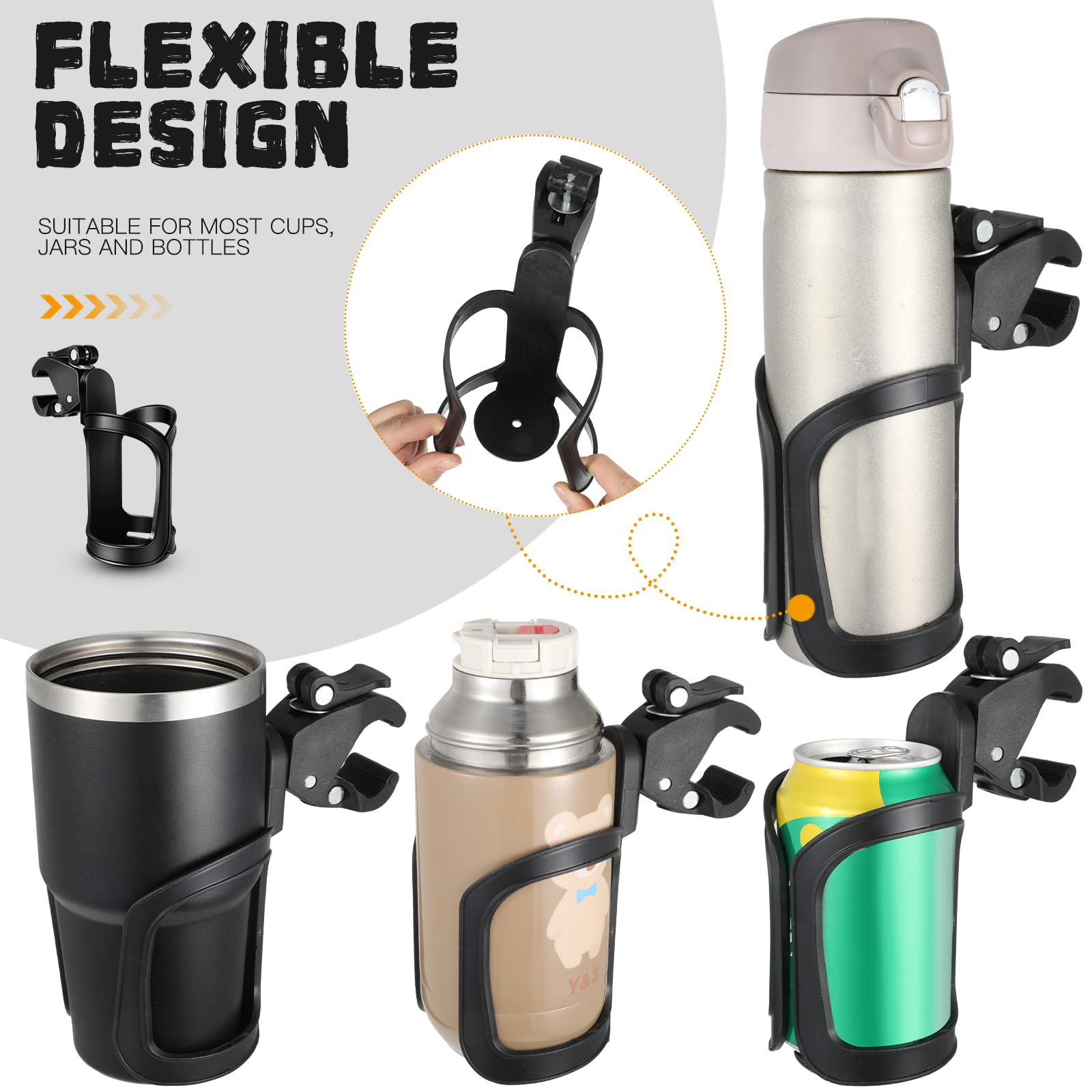 Jetec Universal Bike Cup Holder - Adjustable Water Bottle Holder for Bicycle, Kayak, Stroller, Wheelchair & Fishing Gear | Outdoor Sports Accessories for Cycling, Hunting & Kayaking Adventures