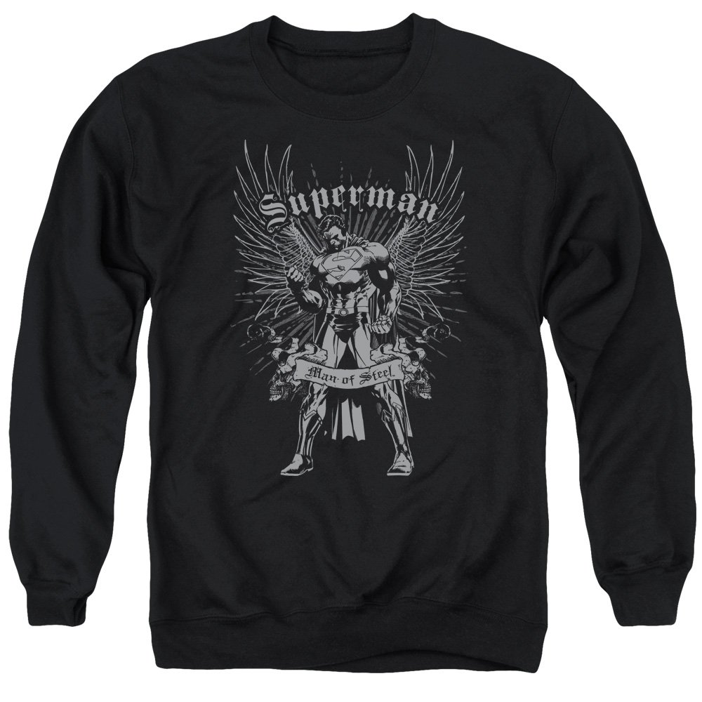 Superman Steel Graphic Unisex Crewneck Sweatshirt for Men & Women | Comfortable Casual Pullover for Everyday Wear, Cosplay & Superhero Fans