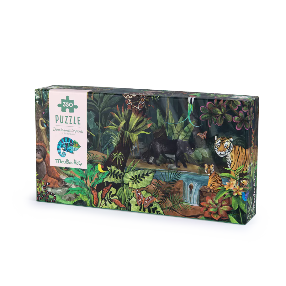 Rainforest Panoramic 350 Piece Jigsaw Puzzle for Adults & Teens – Challenging Wildlife Scenery Puzzle for Relaxation & Family Bonding