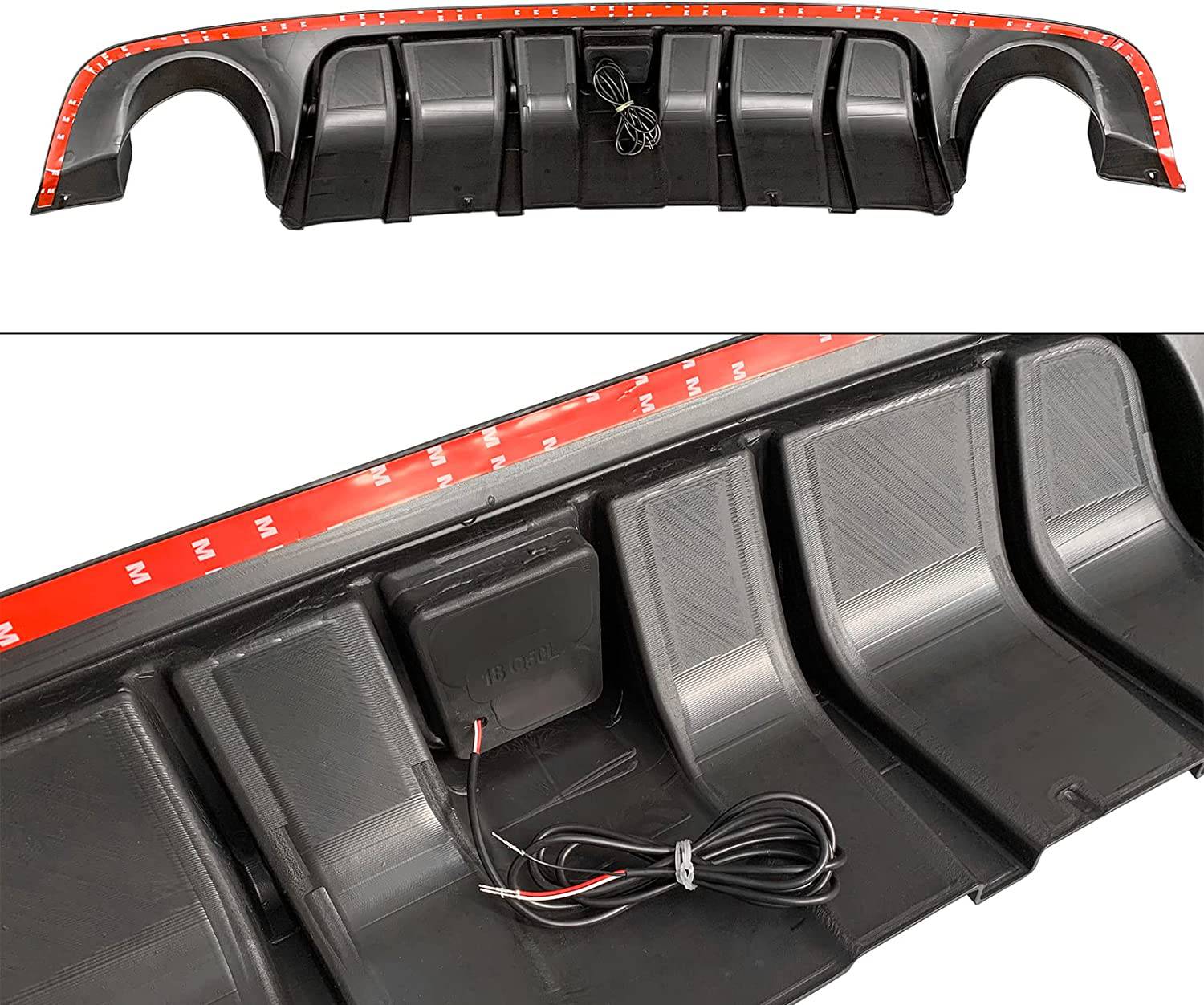 2018-2023 Infiniti Q50 Rear Bumper Lip Diffuser with LED Brake Light - ABS Plastic Body Kit for Sporty Style & Aerodynamics - Perfect for Car Enthusiasts & Street Racing