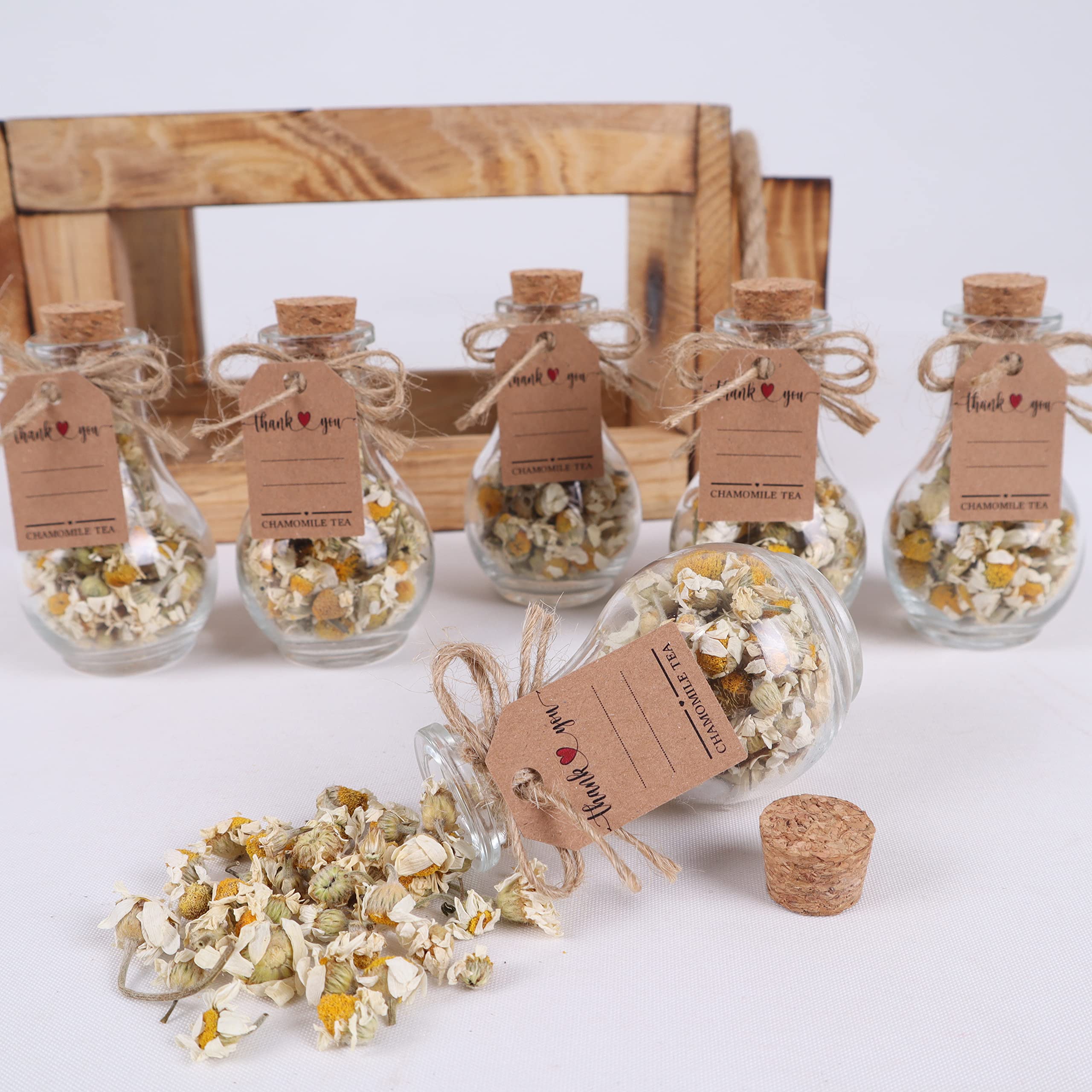 10-Pack Elegant Chamomile Tea Jars - Perfect Wedding Favors, Bridesmaid Gifts & Bridal Shower Decorations - Thoughtful Engagement Gifts for Women - Ideal for Tea Parties, Wedding Receptions & Guest Souvenirs