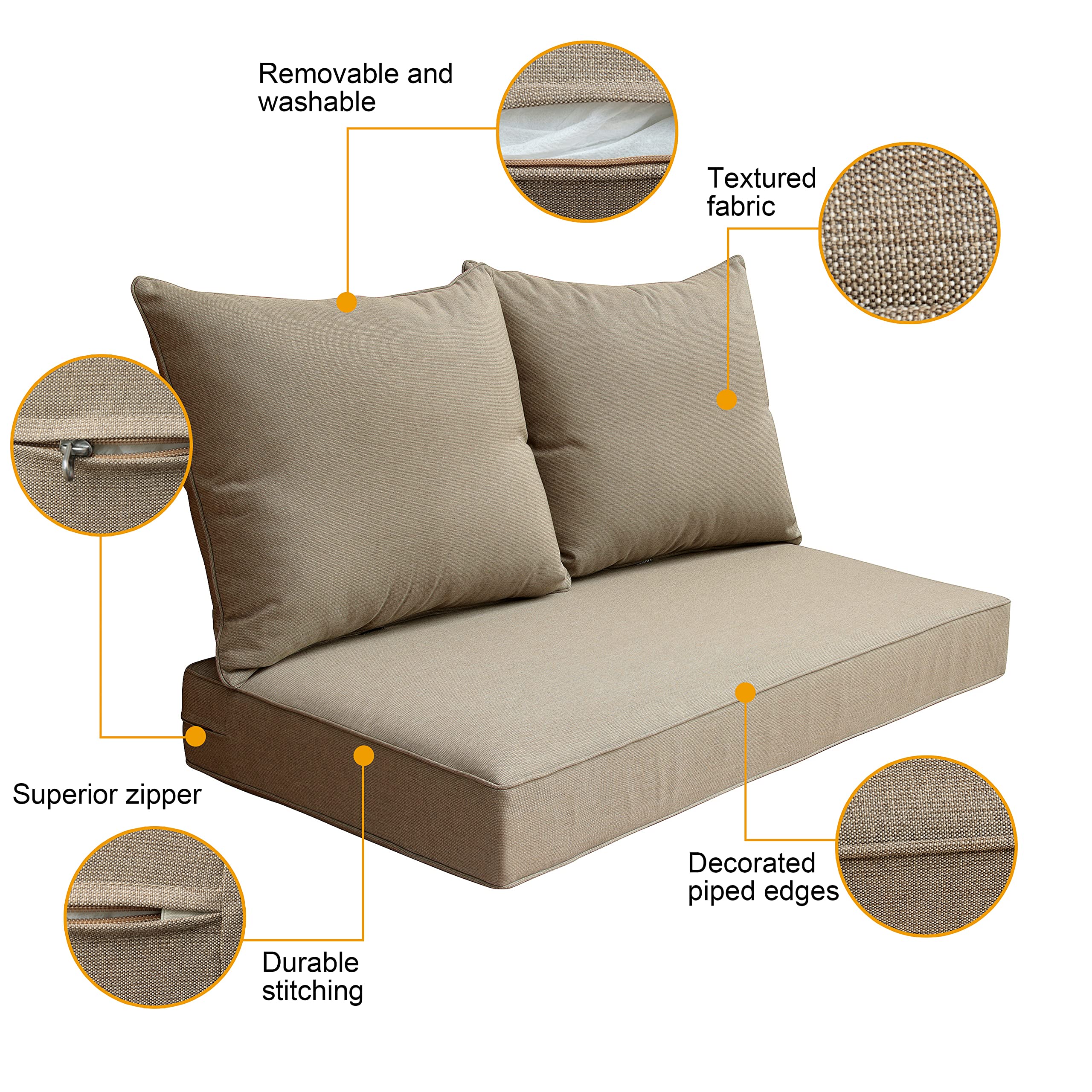 Premium BOSSIMA Patio Furniture Cushions - Deep Seat Loveseat Cushion Set for Indoor & Outdoor Use - Water-Resistant Denim Blue - Perfect for Garden, Deck, Poolside & Patio Relaxation