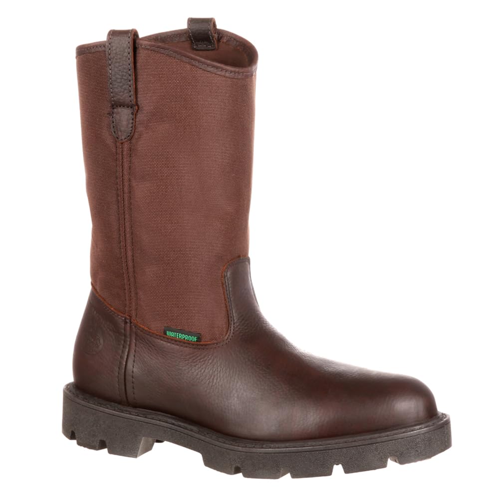 Georgia Boot Men's Homeland Wellington Work Boot - Waterproof, Slip-Resistant, Steel Toe for Construction, Farming & Outdoor Work