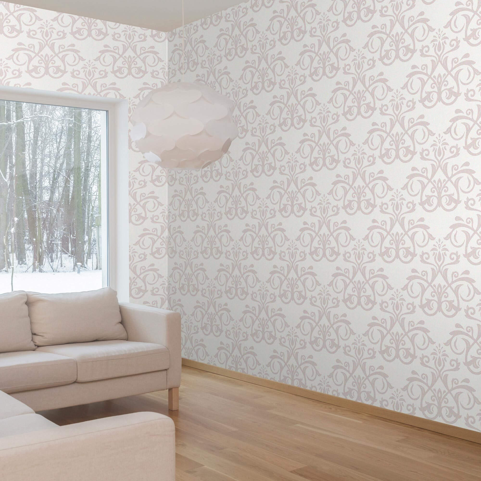 Taupe and Brown Damask Peel & Stick Removable Wallpaper - Self-Adhesive Wall Covering for Bedroom, Living Room & Home Decor - Easy DIY Installation