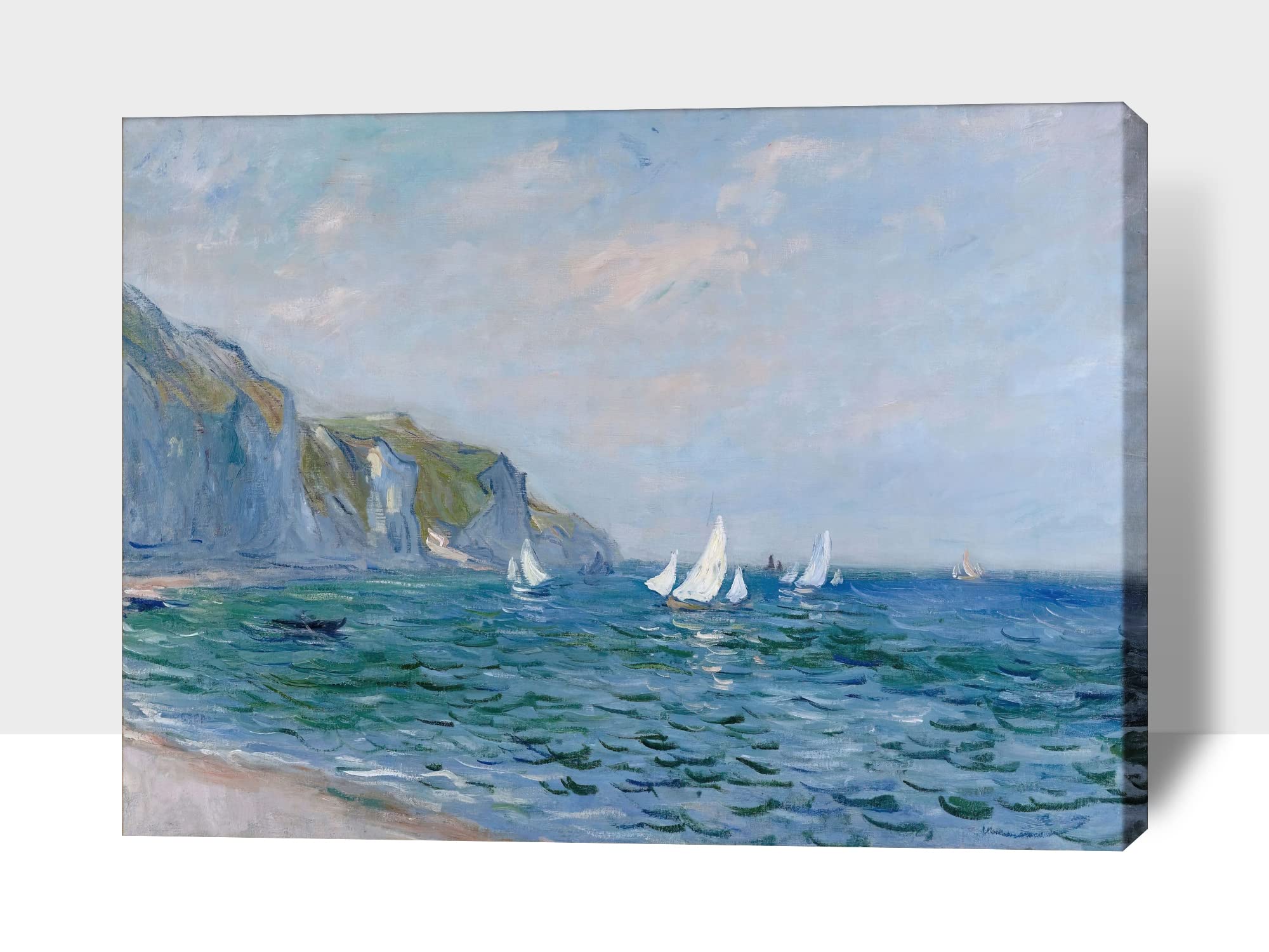 Extra Large Abstract Ocean and Mountains Canvas Wall Art - 32x48 Inches Framed Coastal Seascape Painting for Living Room, Bedroom & Office Decor | Perfect Beach-Themed Wall Decor for Home & Commercial Spaces