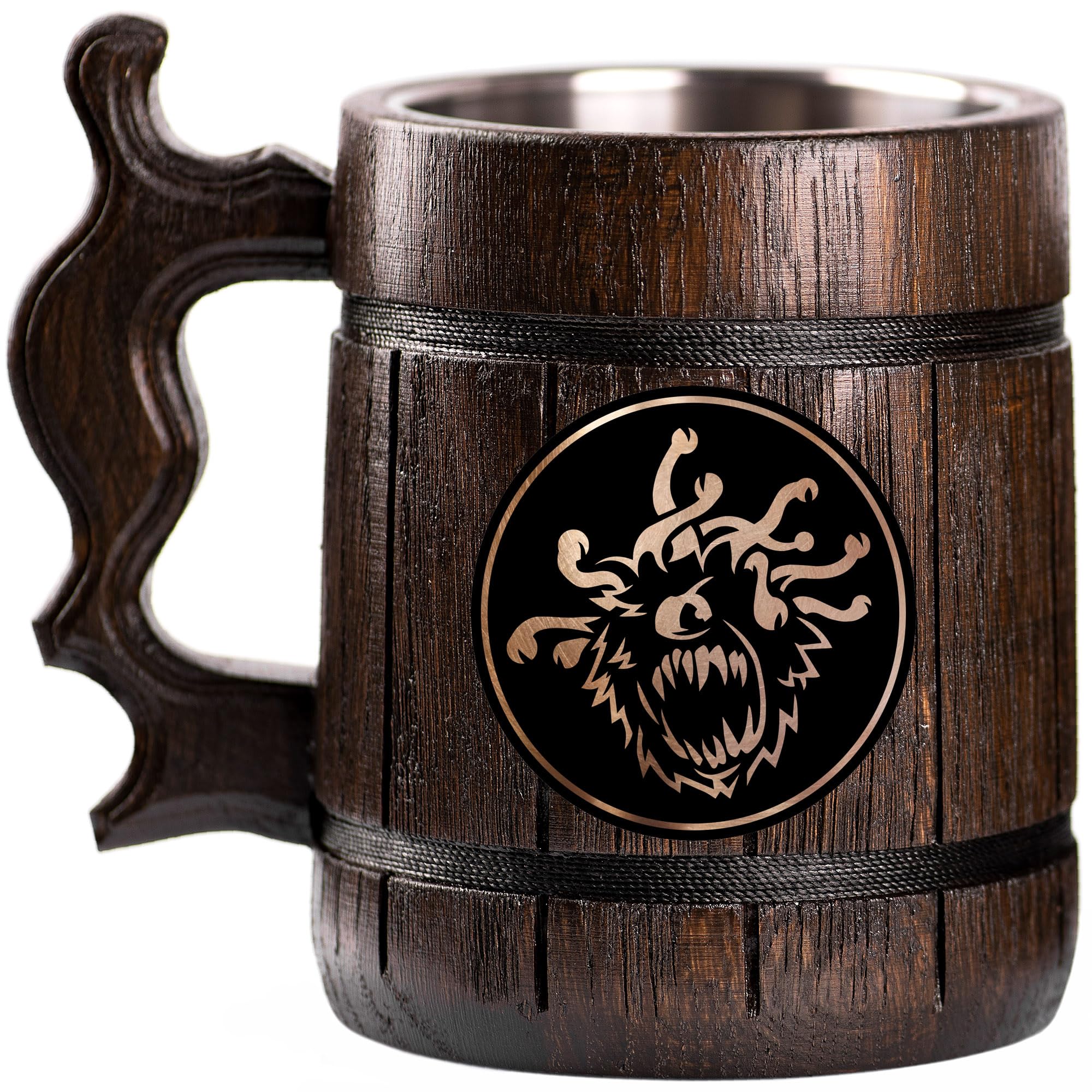 Custom DnD Beholder Beer Mug - Personalized Dungeons & Dragons Wooden Tankard for Geeks | Unique Gamer Gift for Men, Dad, Father (Anniversary, Birthday, Wedding) | Perfect for Tabletop RPG Nights & Fantasy Themed Parties